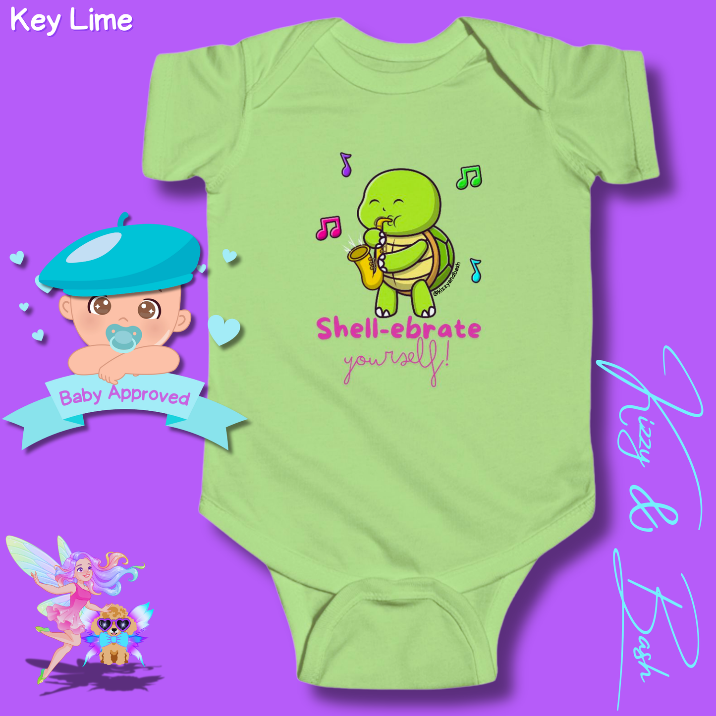 Colorful Turtle Onesie for Baby Saxophone Playing Turtle Outfit for Newborn Unique Baby Shower Gift Turtle Baby Nursery Gift Idea Shell-ebrate Yourself Infant Fine Jersey Bodysuit
