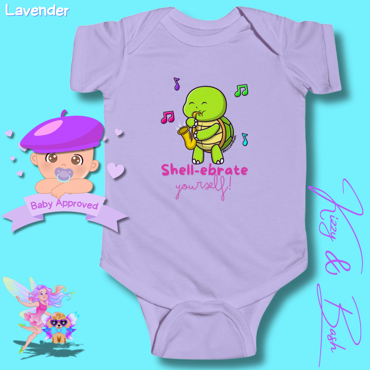 Colorful Turtle Onesie for Baby Saxophone Playing Turtle Outfit for Newborn Unique Baby Shower Gift Turtle Baby Nursery Gift Idea Shell-ebrate Yourself Infant Fine Jersey Bodysuit