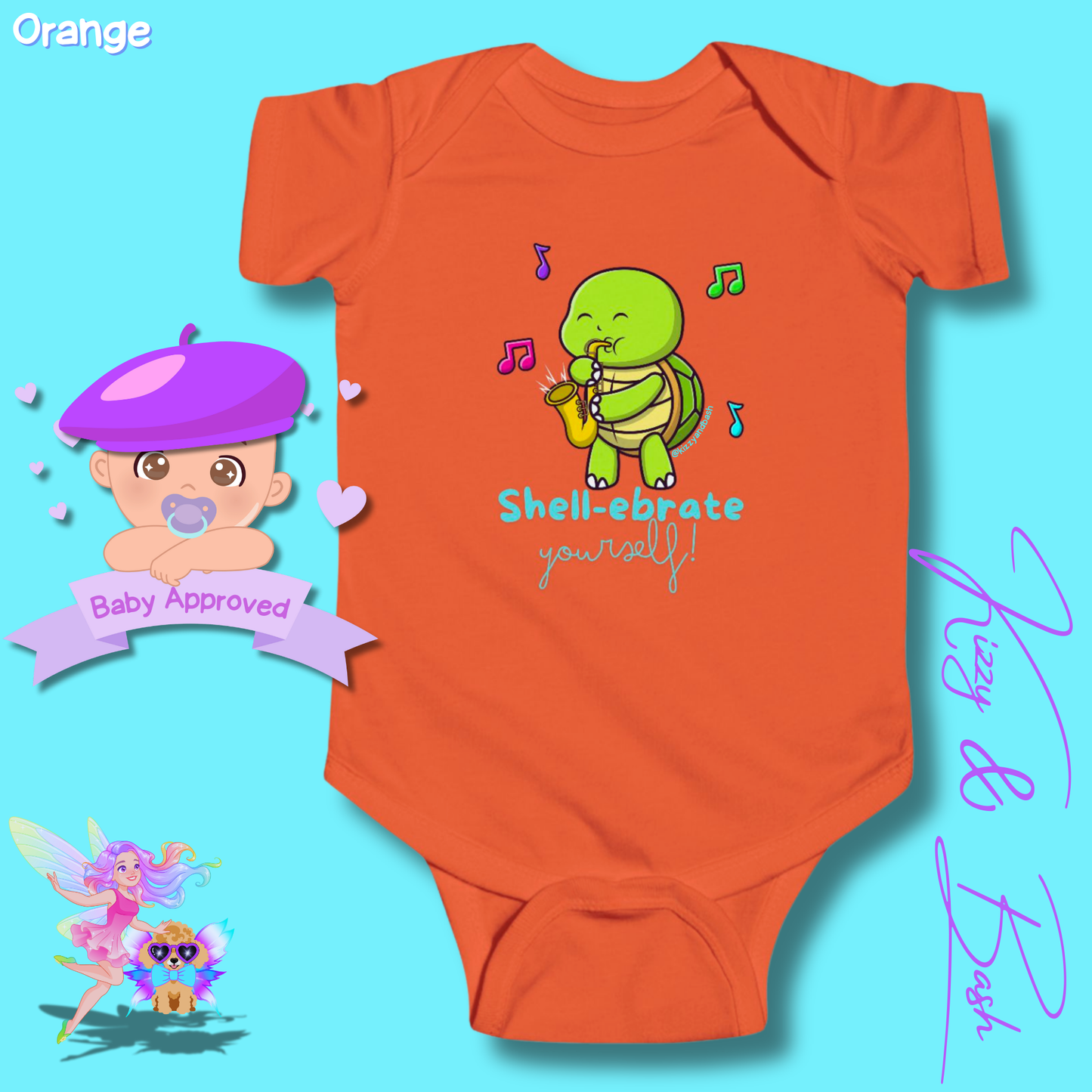 Colorful Turtle Onesie for Baby Saxophone Playing Turtle Outfit for Newborn Unique Baby Shower Gift Turtle Baby Nursery Gift Idea Shell-ebrate Yourself Infant Fine Jersey Bodysuit