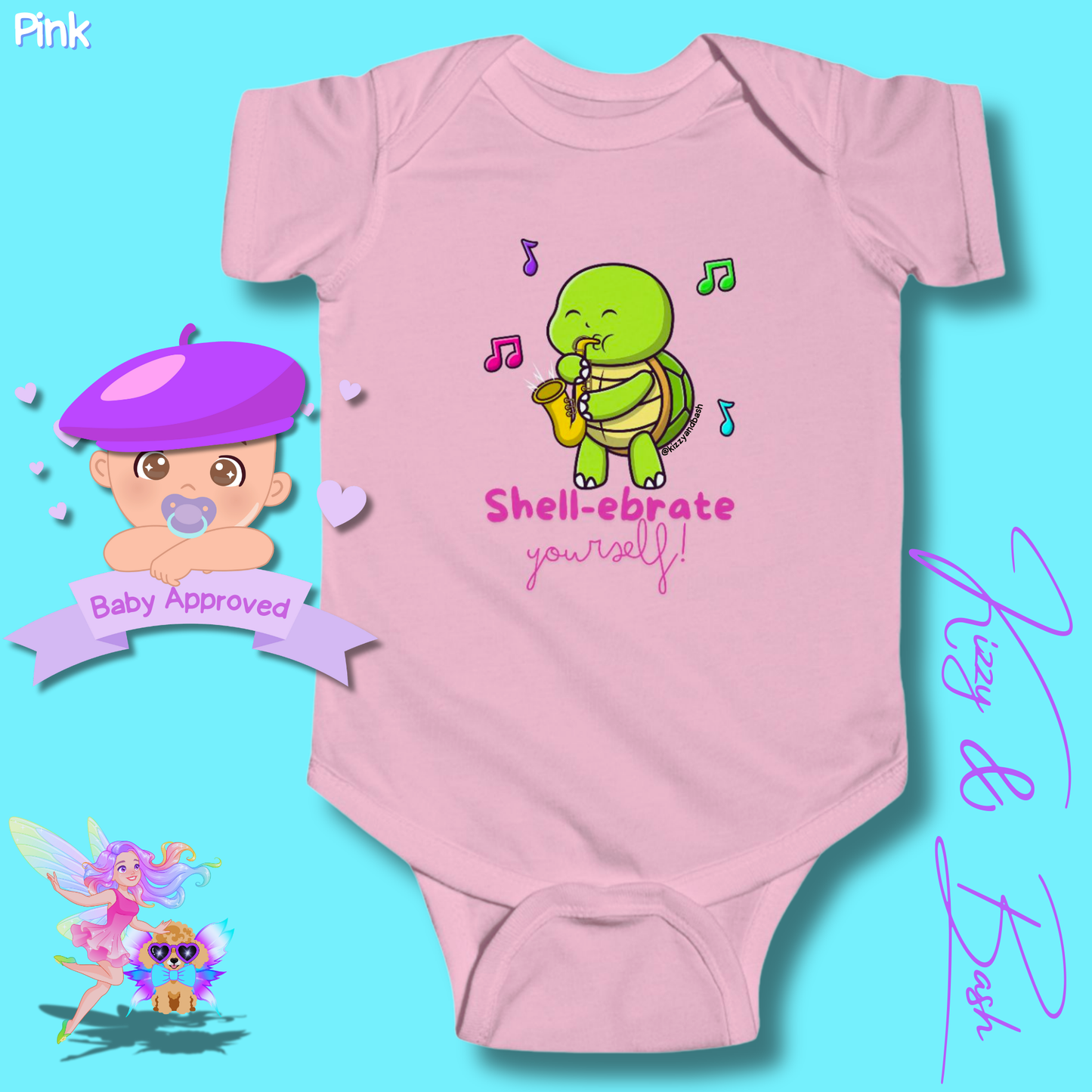 Colorful Turtle Onesie for Baby Saxophone Playing Turtle Outfit for Newborn Unique Baby Shower Gift Turtle Baby Nursery Gift Idea Shell-ebrate Yourself Infant Fine Jersey Bodysuit