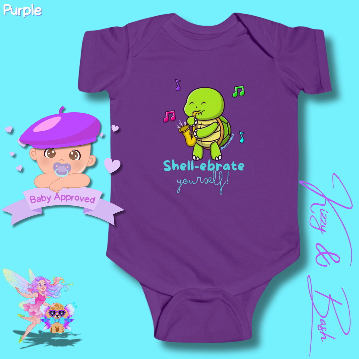 Colorful Turtle Onesie for Baby Saxophone Playing Turtle Outfit for Newborn Unique Baby Shower Gift Turtle Baby Nursery Gift Idea Shell-ebrate Yourself Infant Fine Jersey Bodysuit