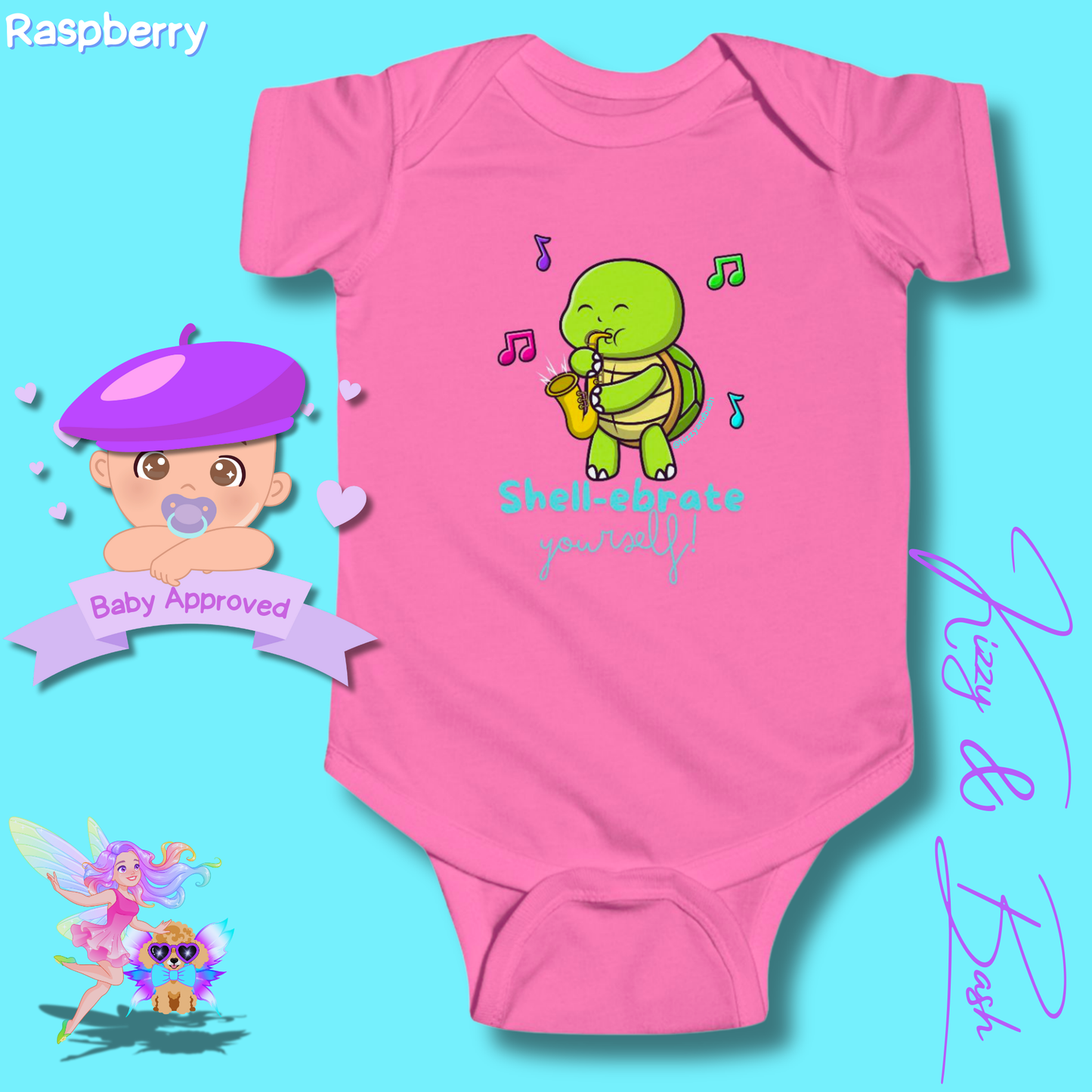 Colorful Turtle Onesie for Baby Saxophone Playing Turtle Outfit for Newborn Unique Baby Shower Gift Turtle Baby Nursery Gift Idea Shell-ebrate Yourself Infant Fine Jersey Bodysuit