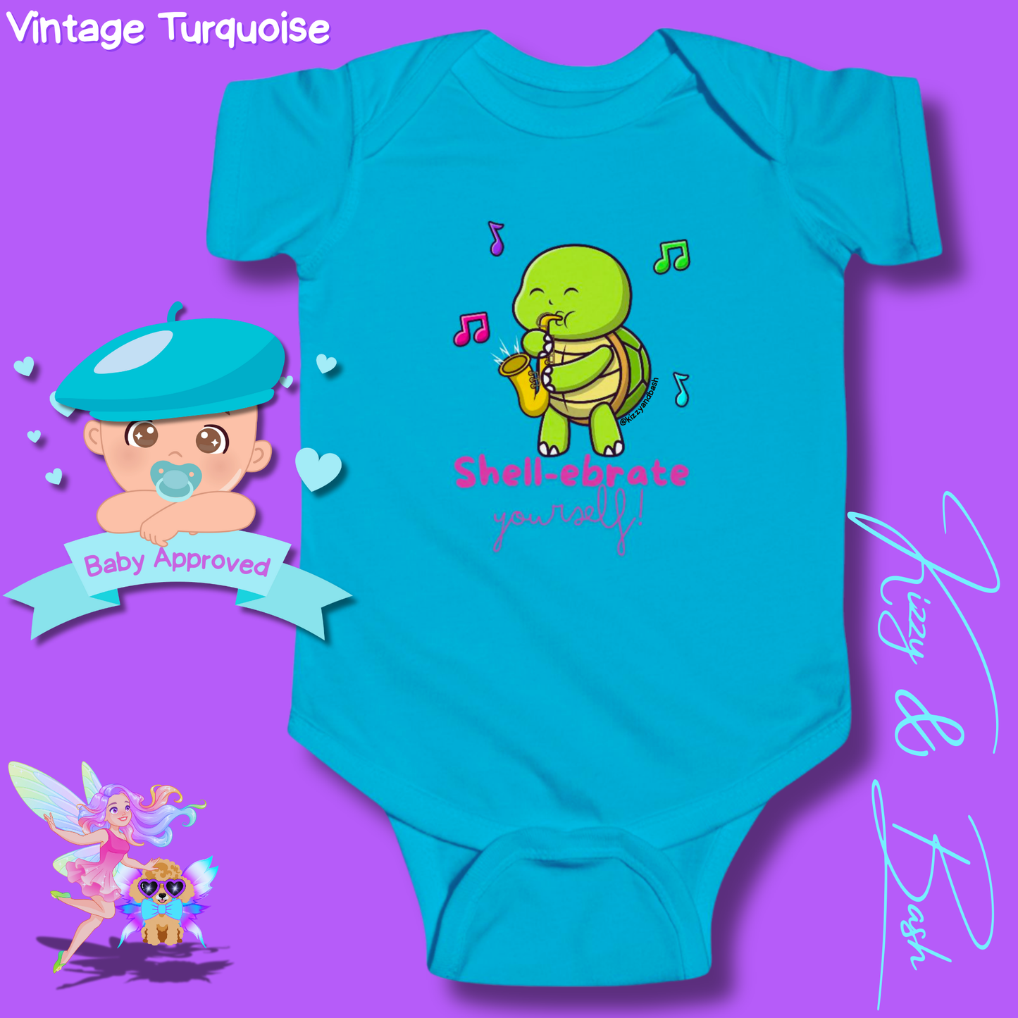 Colorful Turtle Onesie for Baby Saxophone Playing Turtle Outfit for Newborn Unique Baby Shower Gift Turtle Baby Nursery Gift Idea Shell-ebrate Yourself Infant Fine Jersey Bodysuit
