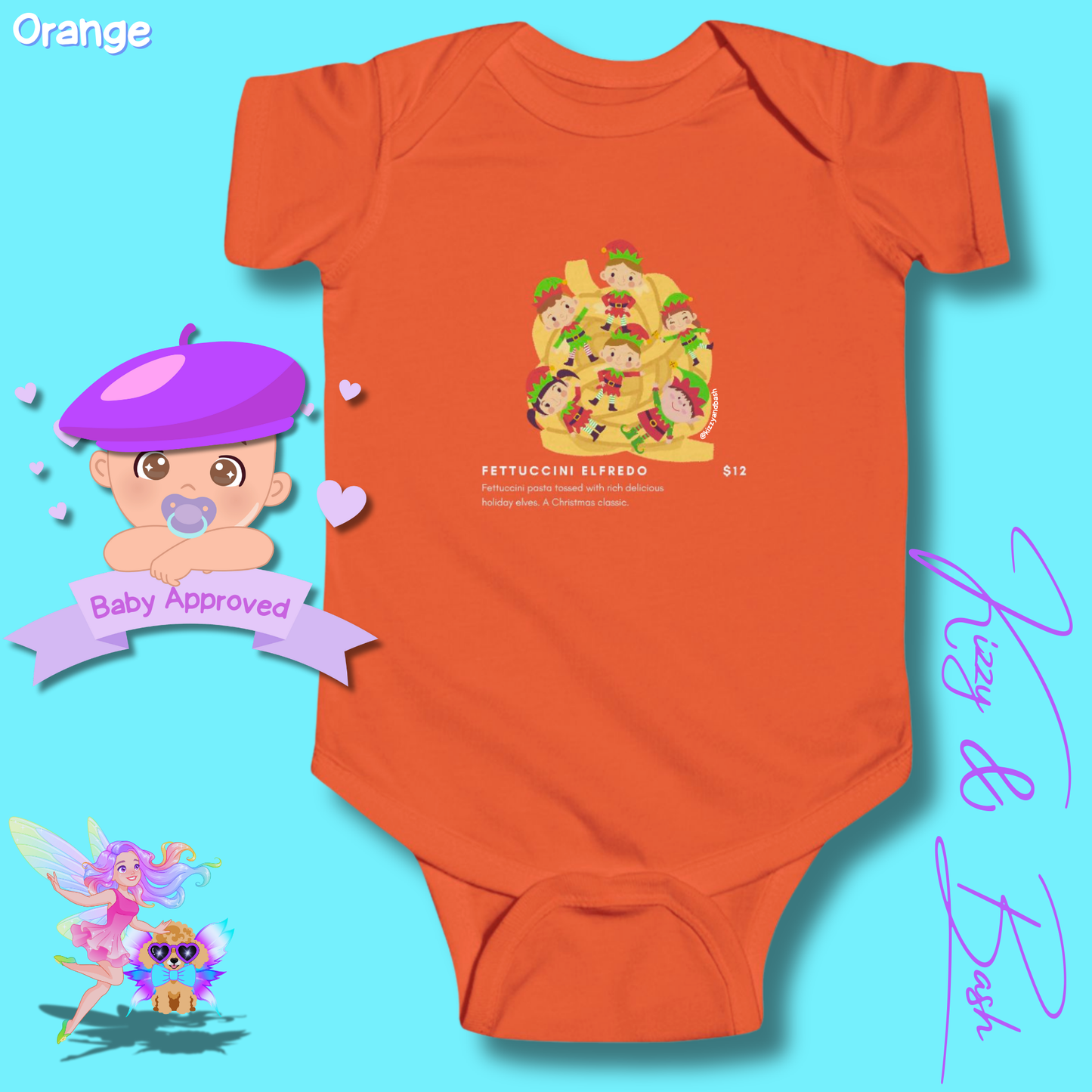 Hilarious Christmas Onesie for Baby Funny Christmas Baby Shower Gift Idea Christmas Baby Outfit Cute Christmas Outfit for Newborn Funny Gift for Baby Boy or Baby Girl Cute Elf Onesie Elves Tossed in Pasta Fettuccini Elfredo - Infant Fine Jersey Bodysuit