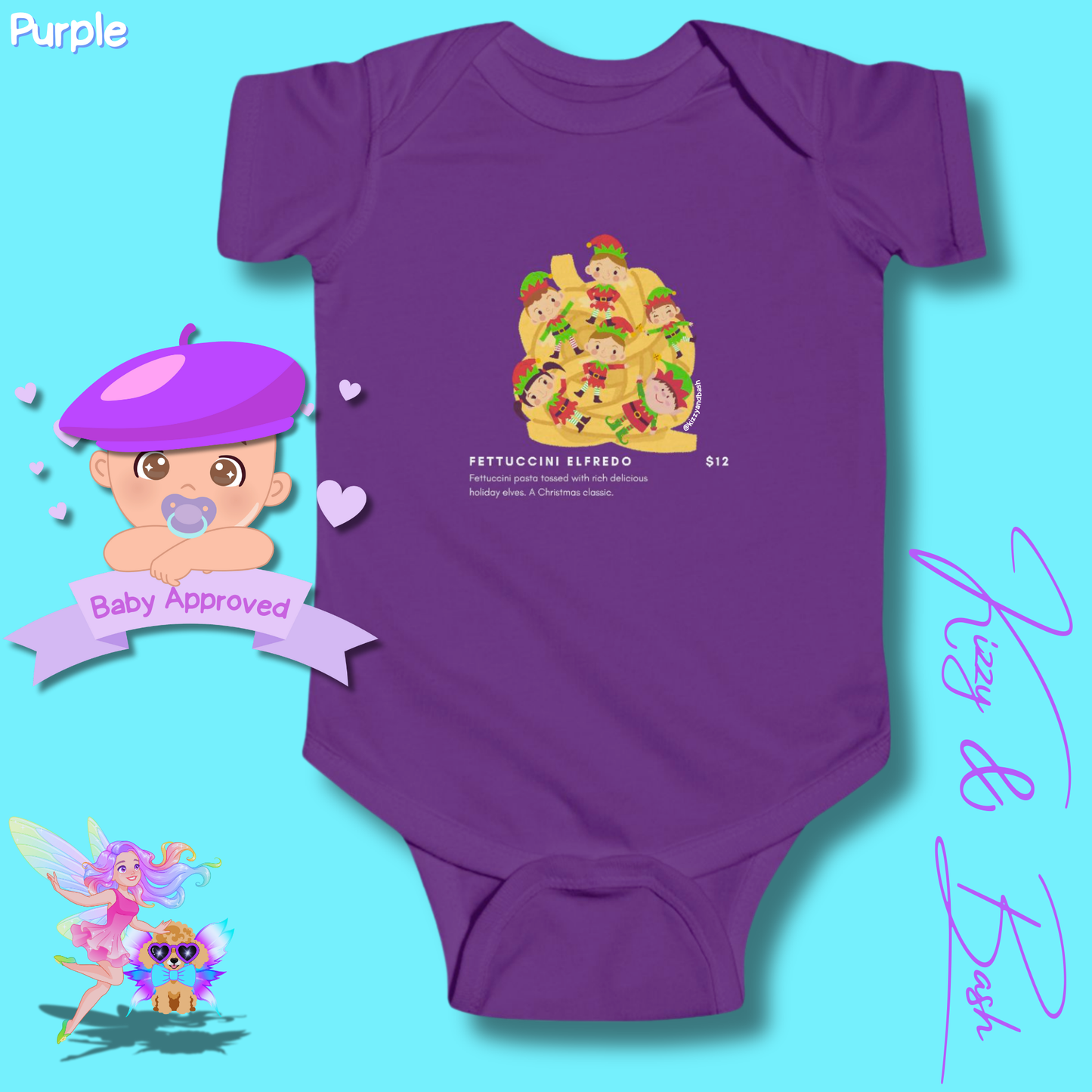 Hilarious Christmas Onesie for Baby Funny Christmas Baby Shower Gift Idea Christmas Baby Outfit Cute Christmas Outfit for Newborn Funny Gift for Baby Boy or Baby Girl Cute Elf Onesie Elves Tossed in Pasta Fettuccini Elfredo - Infant Fine Jersey Bodysuit