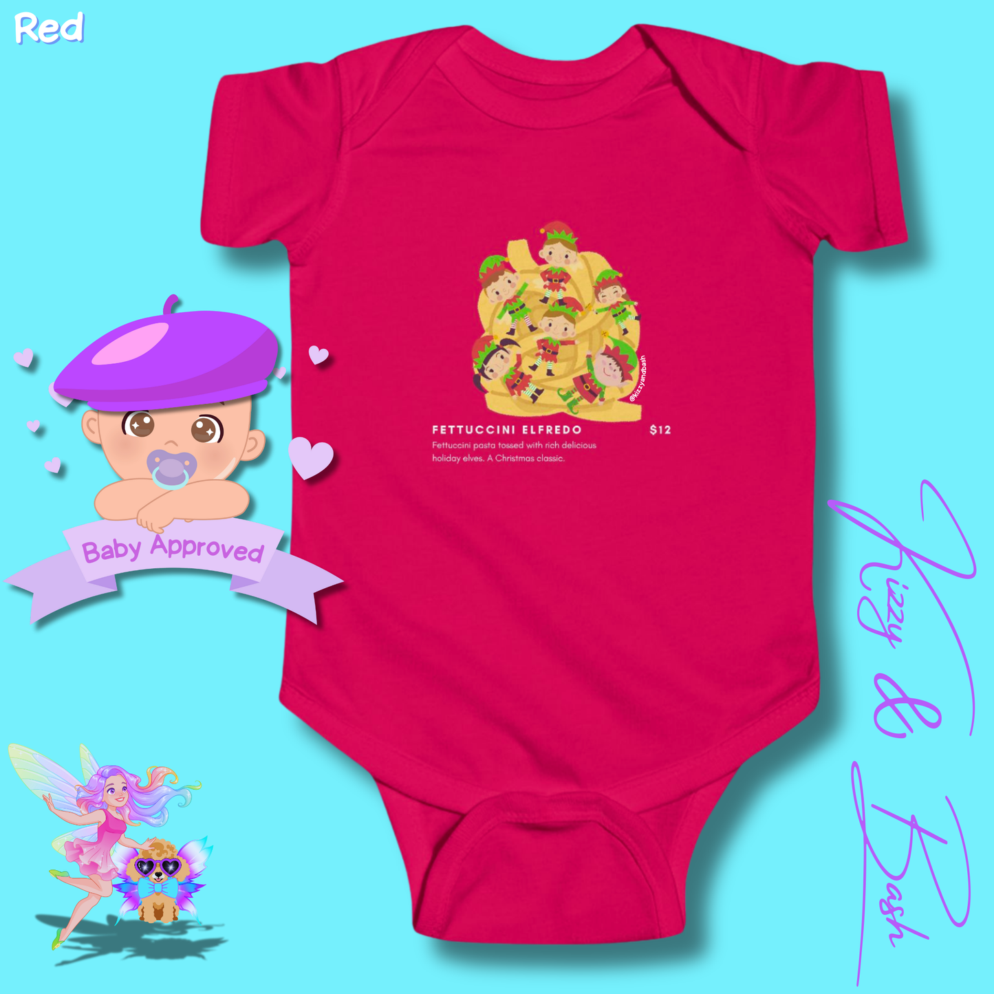 Hilarious Christmas Onesie for Baby Funny Christmas Baby Shower Gift Idea Christmas Baby Outfit Cute Christmas Outfit for Newborn Funny Gift for Baby Boy or Baby Girl Cute Elf Onesie Elves Tossed in Pasta Fettuccini Elfredo - Infant Fine Jersey Bodysuit