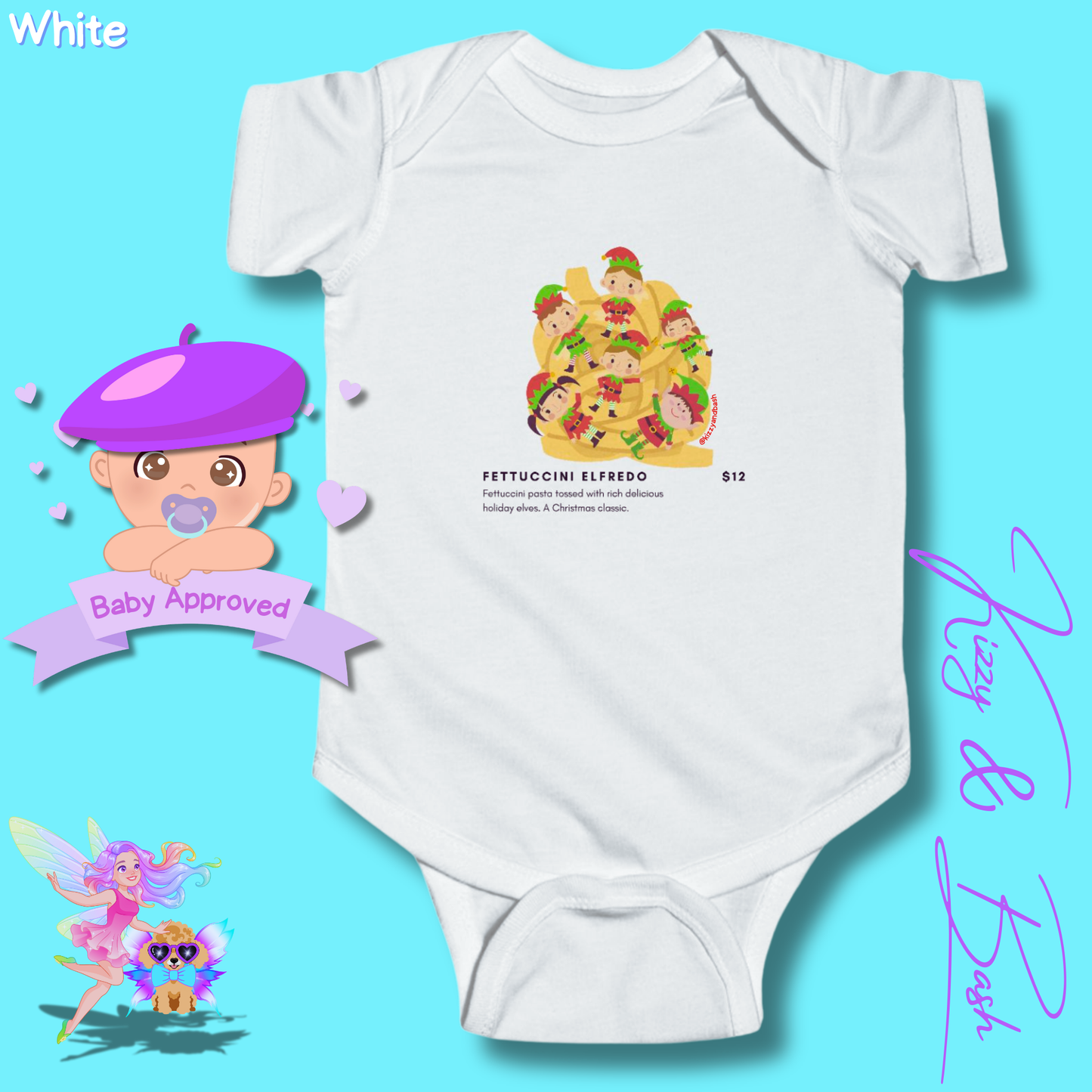 Hilarious Christmas Onesie for Baby Funny Christmas Baby Shower Gift Idea Christmas Baby Outfit Cute Christmas Outfit for Newborn Funny Gift for Baby Boy or Baby Girl Cute Elf Onesie Elves Tossed in Pasta Fettuccini Elfredo - Infant Fine Jersey Bodysuit