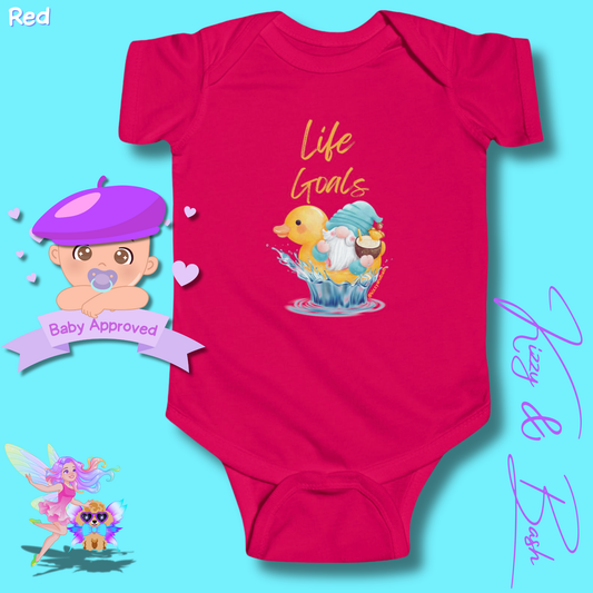 Funny Gnome Baby Onesie Gnome Nursery Decor Unique Baby Shower Gift Idea Rubber Ducky Onesie Perfect Gift for New Mom Cute Gnome Gift for Baby Cute Rubber Ducky Gift for Baby Rubber Ducky Life Goals Infant Fine Jersey Bodysuit