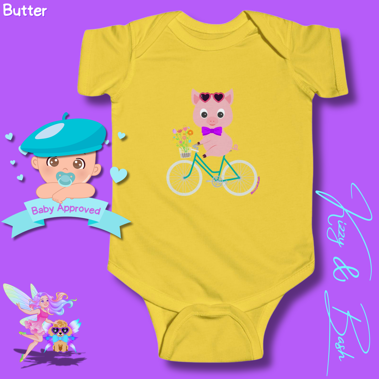 Cute Pig Riding a Bicycle Infant Onesie Perfect Baby Shower Gift Pig Nursery Gift Funny Gift for Baby Unique Pig Gift for Baby Boy or Baby Girl