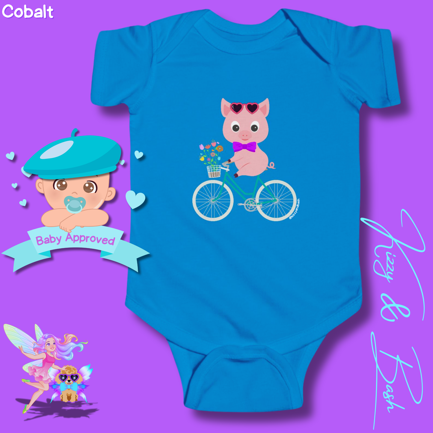 Cute Pig Riding a Bicycle Infant Onesie Perfect Baby Shower Gift Pig Nursery Gift Funny Gift for Baby Unique Pig Gift for Baby Boy or Baby Girl