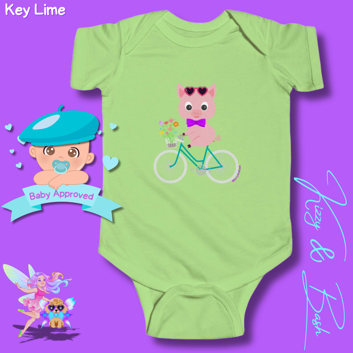 Cute Pig Riding a Bicycle Infant Onesie Perfect Baby Shower Gift Pig Nursery Gift Funny Gift for Baby Unique Pig Gift for Baby Boy or Baby Girl