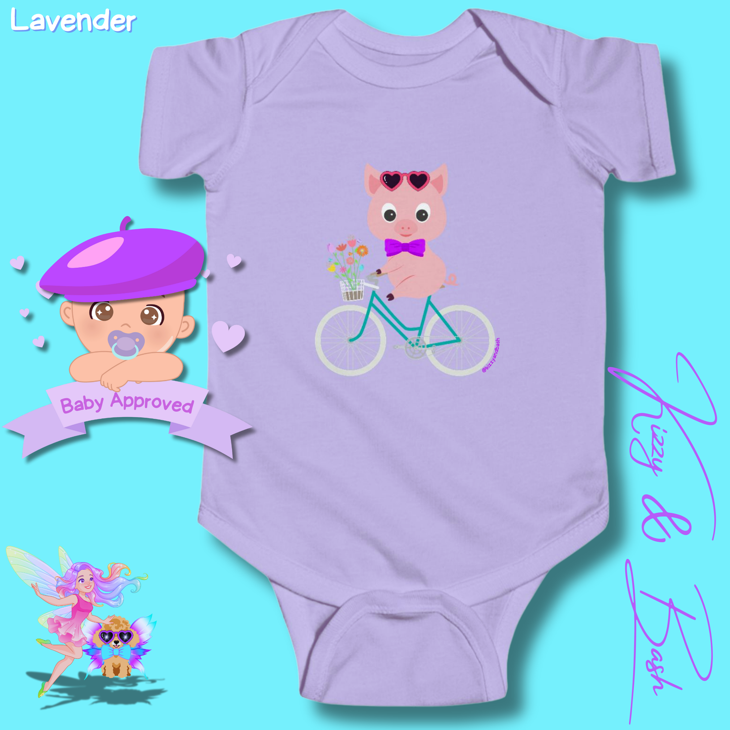 Cute Pig Riding a Bicycle Infant Onesie Perfect Baby Shower Gift Pig Nursery Gift Funny Gift for Baby Unique Pig Gift for Baby Boy or Baby Girl