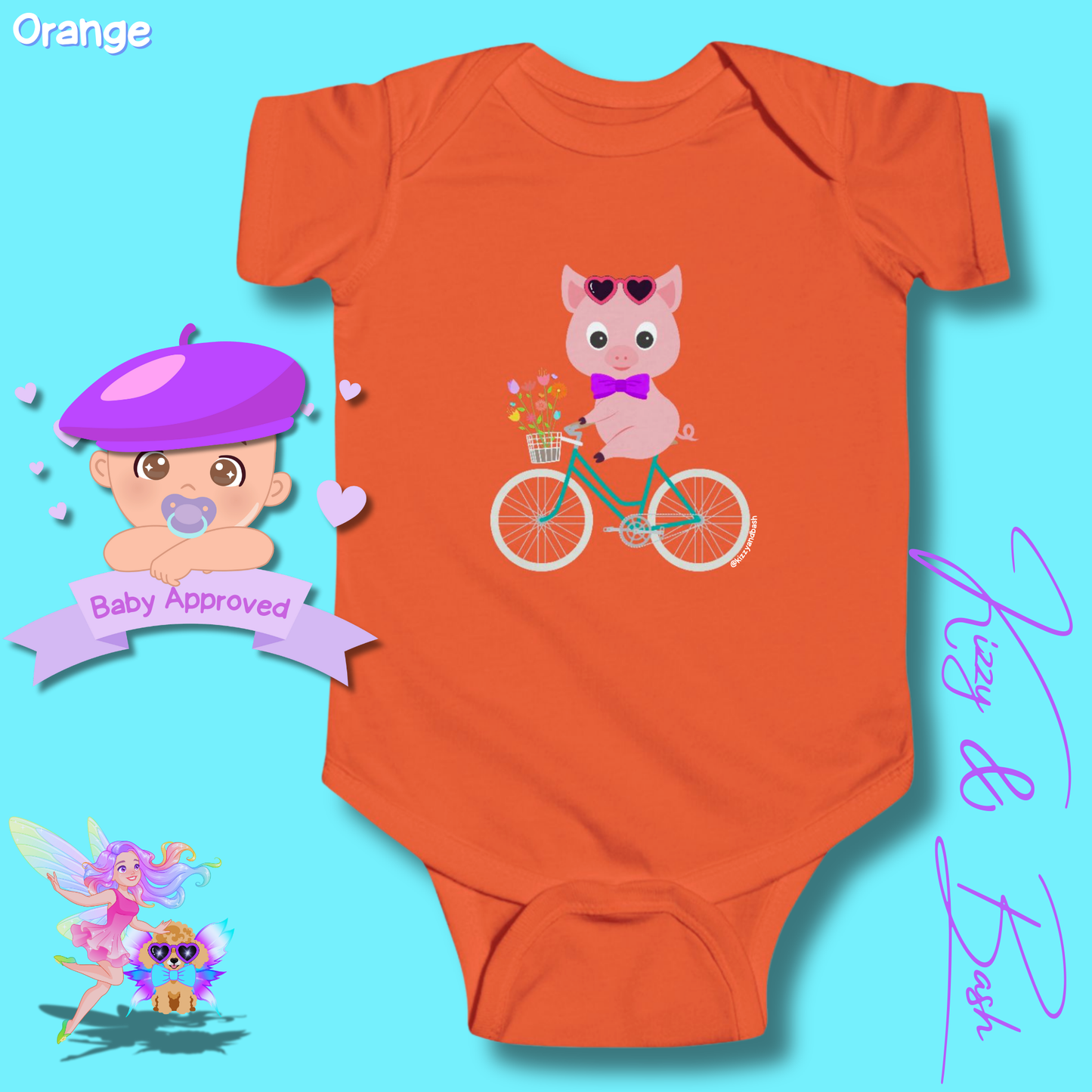 Cute Pig Riding a Bicycle Infant Onesie Perfect Baby Shower Gift Pig Nursery Gift Funny Gift for Baby Unique Pig Gift for Baby Boy or Baby Girl