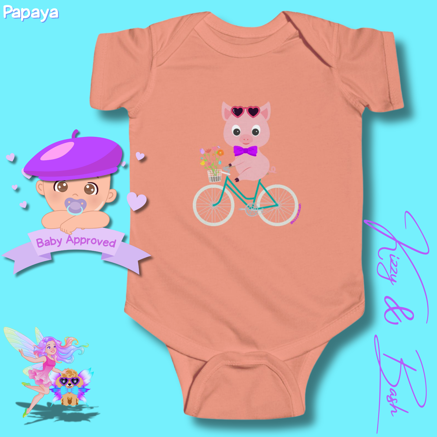 Cute Pig Riding a Bicycle Infant Onesie Perfect Baby Shower Gift Pig Nursery Gift Funny Gift for Baby Unique Pig Gift for Baby Boy or Baby Girl