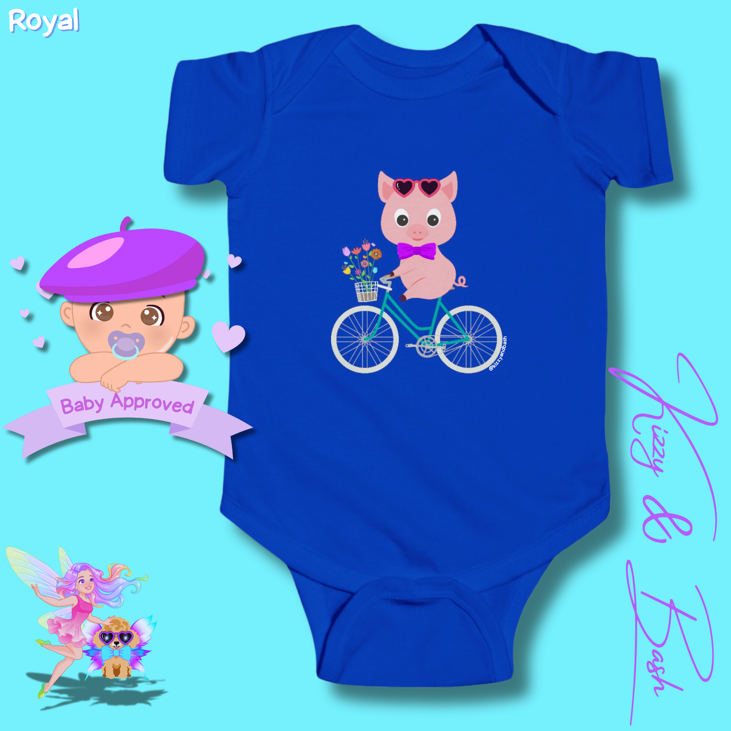 Cute Pig Riding a Bicycle Infant Onesie Perfect Baby Shower Gift Pig Nursery Gift Funny Gift for Baby Unique Pig Gift for Baby Boy or Baby Girl