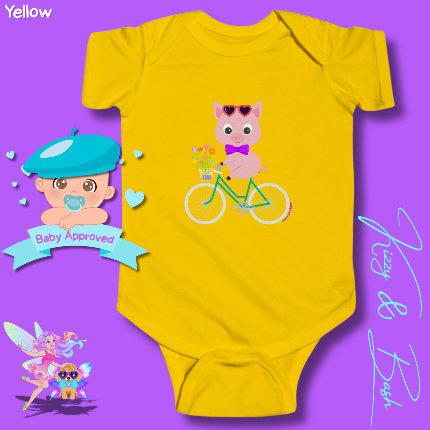 Cute Pig Riding a Bicycle Infant Onesie Perfect Baby Shower Gift Pig Nursery Gift Funny Gift for Baby Unique Pig Gift for Baby Boy or Baby Girl
