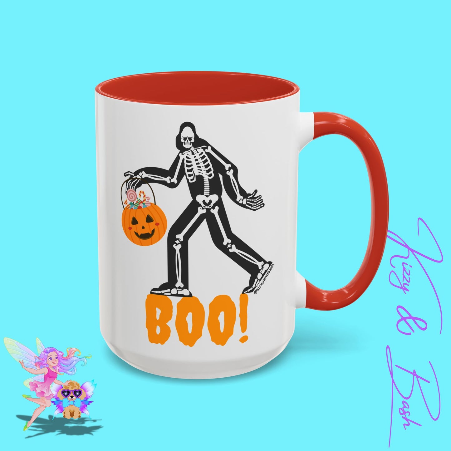 Funny Bigfoot Coffee Mug Unique Halloween Coffee Mug Sasquatch Mug for Him or Her Cute Halloween Gift for Teachers Perfect Gift for Bigfoot Hunters Funny Gift for Bigfoot Believers Sasquatch Skeleton Trick-or-Treating Accent Coffee Mug - 11, 15oz
