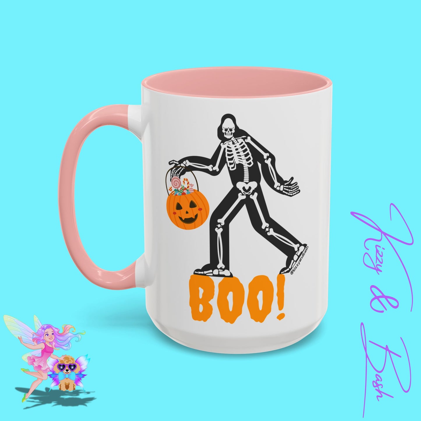 Funny Bigfoot Coffee Mug Unique Halloween Coffee Mug Sasquatch Mug for Him or Her Cute Halloween Gift for Teachers Perfect Gift for Bigfoot Hunters Funny Gift for Bigfoot Believers Sasquatch Skeleton Trick-or-Treating Accent Coffee Mug - 11, 15oz