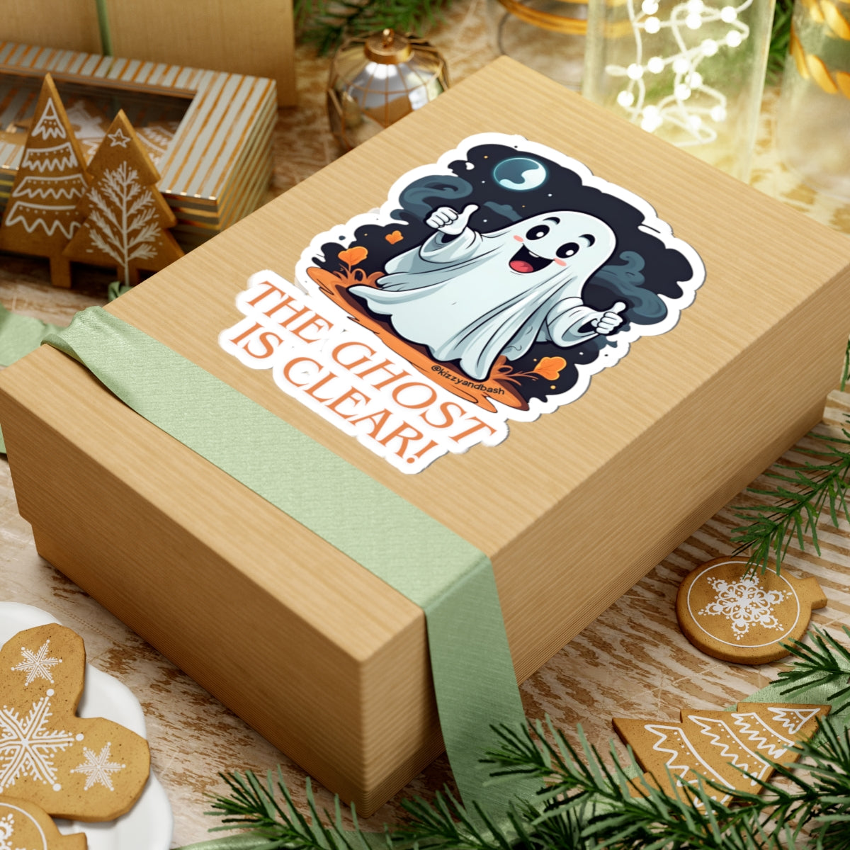 Funny Halloween Sticker for Kids Cute Ghost Sticker Perfect Halloween Gift Funny Paranormal Sticker The Ghost is Clear The Coast is Clear Pun Ghost with Two Thumbs Up Kiss-Cut Stickers