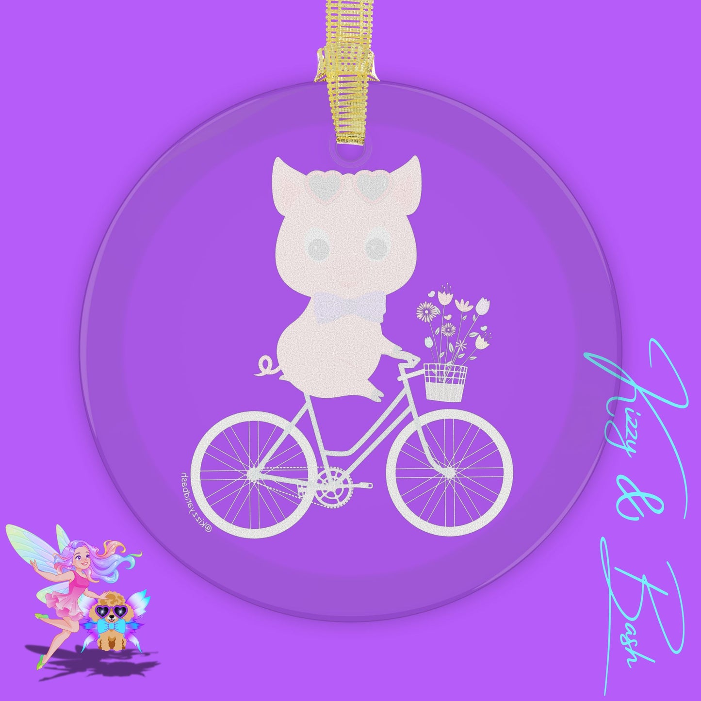 Adorable Pig Christmas Gift Pig Riding a Bicycle Glass Ornament Unique Pig Lover Gift for Bicyclists Funny Farm Animal Christmas Gift for Animal Lovers