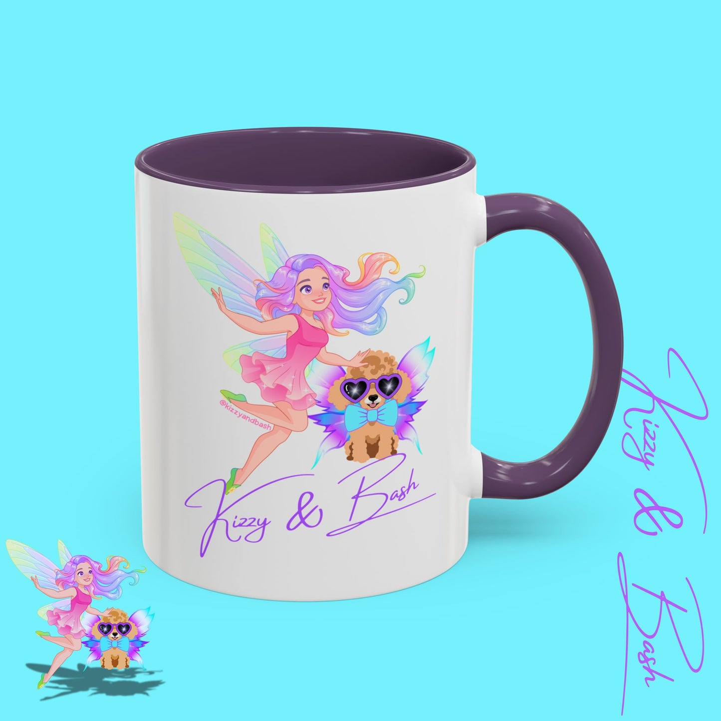 Beautiful Fairy Coffee Mug Funny Dog Mug Fairy Girl and Red Toy Poodle Fairy Mug Cute Fairycore Gift Idea Perfect Poodle Lover Mug Whimsical Mug for Fairy Lovers Kizzy and Bash Logo Accent Coffee Mug - 11, 15oz