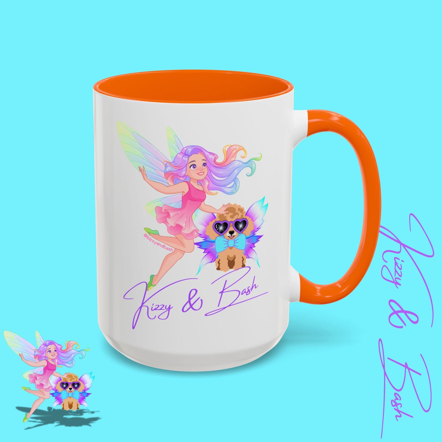 Beautiful Fairy Coffee Mug Funny Dog Mug Fairy Girl and Red Toy Poodle Fairy Mug Cute Fairycore Gift Idea Perfect Poodle Lover Mug Whimsical Mug for Fairy Lovers Kizzy and Bash Logo Accent Coffee Mug - 11, 15oz