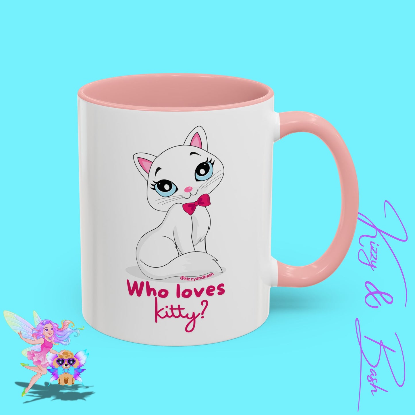 Flirty Kitty Cat Coffee Mug for Her Unique Cat Lover Gift Funny Animal Mug for Her White Cat Coffee Mug Perfect Gift for Cat Mom Who Loves Kitty Accent Coffee Mug - 11, 15oz