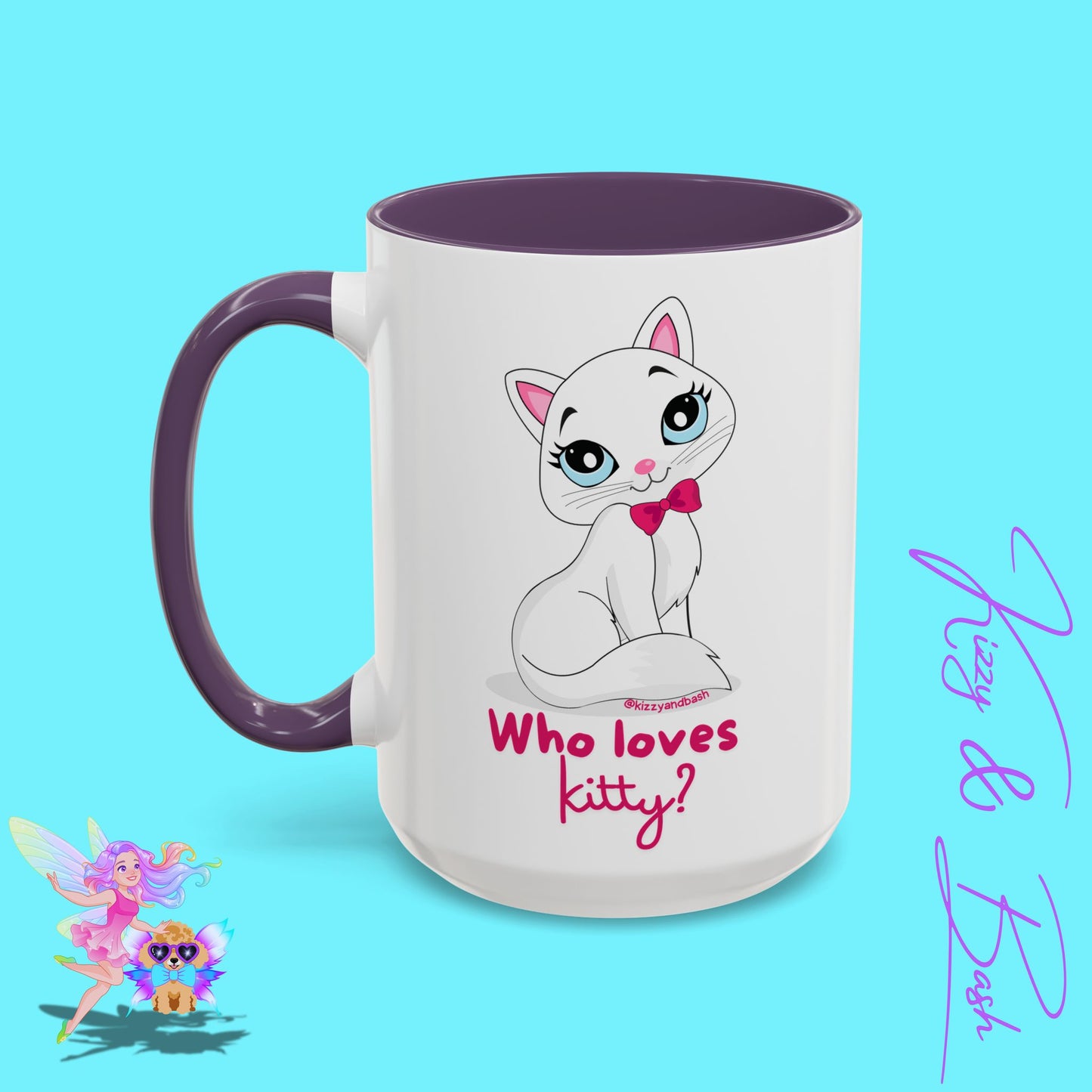 Flirty Kitty Cat Coffee Mug for Her Unique Cat Lover Gift Funny Animal Mug for Her White Cat Coffee Mug Perfect Gift for Cat Mom Who Loves Kitty Accent Coffee Mug - 11, 15oz