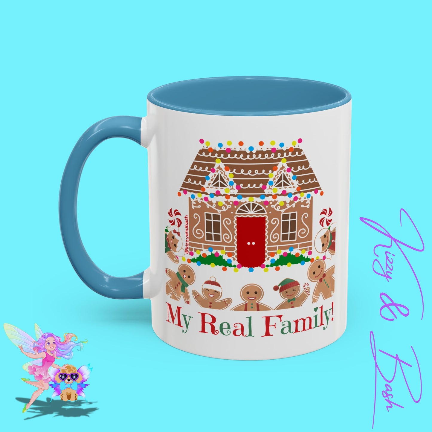 Cute Gingerbread Mug Funny Gingerbread Coffee Mug Fun Gingerbread Family Unique Christmas Gift Idea for Friends and Family Perfect Gift for Gingerbread Lovers and Gingerbread Bakers My Real Family Accent Coffee Mug - 11, 15oz