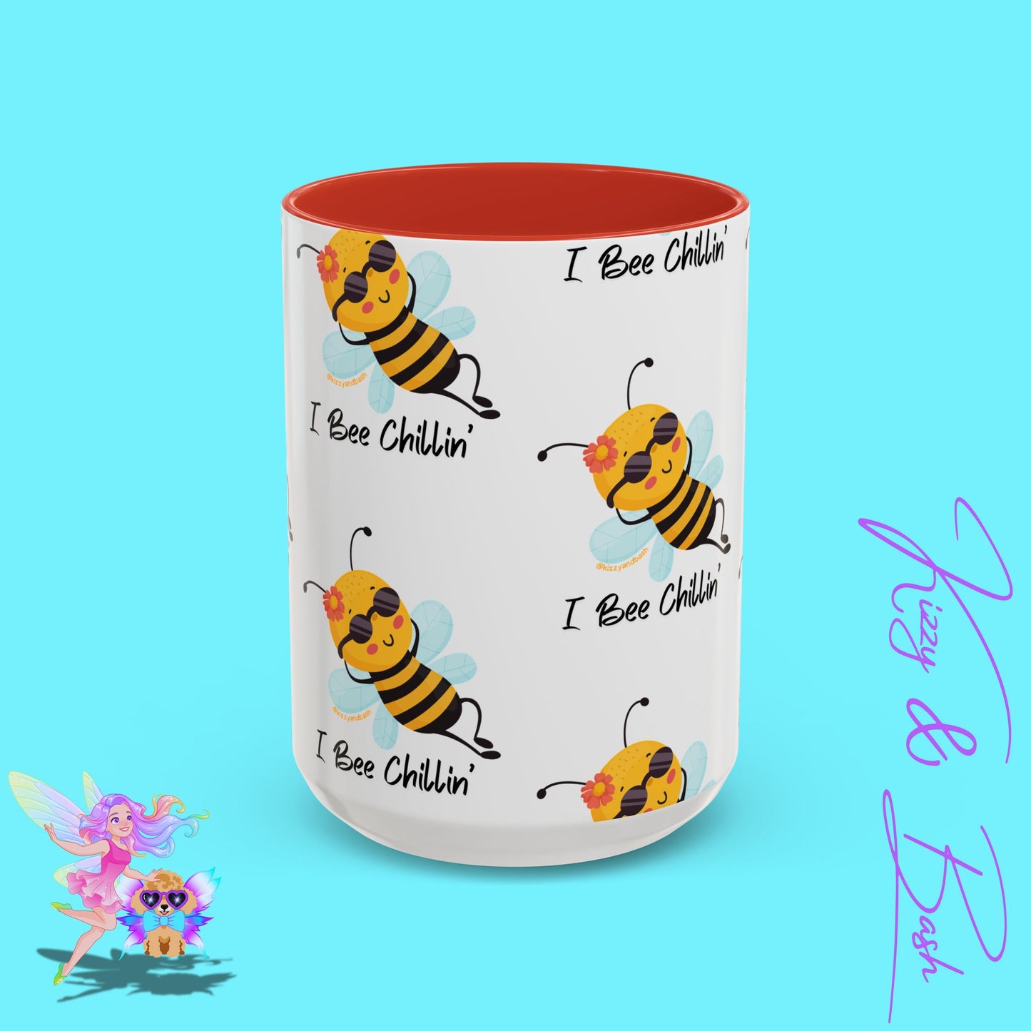 Cute Honey Bee Coffee Mug Funny Bee Mug Nature Lover Gift Idea Unique Gift for Bee Lovers Perfect Gift for Beekeepers Cute Teacher Appreciation Gift I Bee Chillin' Accent Coffee Mug - 11, 15oz