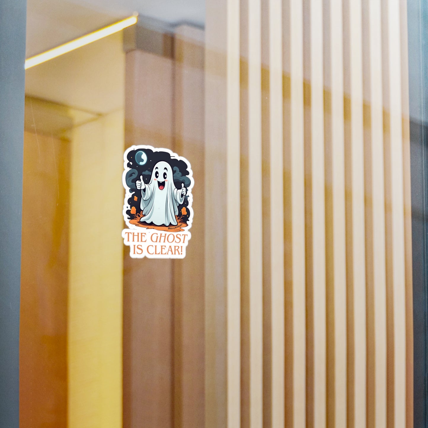 Waterproof Halloween Decal Waterproof Ghost Decal Perfect Gift for Ghost Lovers Unique Halloween Gift Waterproof Paranormal Decal The Ghost is Clear The Coast is Clear Pun Ghost with Two Thumbs Up Kiss-Cut Vinyl Decals