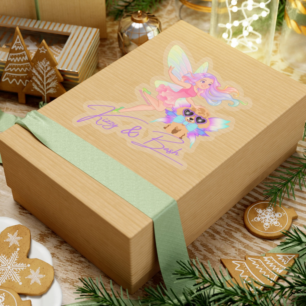 Unique Fairy Sticker Funny Dog Sticker for Kids Fairy Girl and Dog Funny Gift for Dog Lovers Pretty Fairycore Stickers Kizzy and Bash Logo Kiss-Cut Stickers