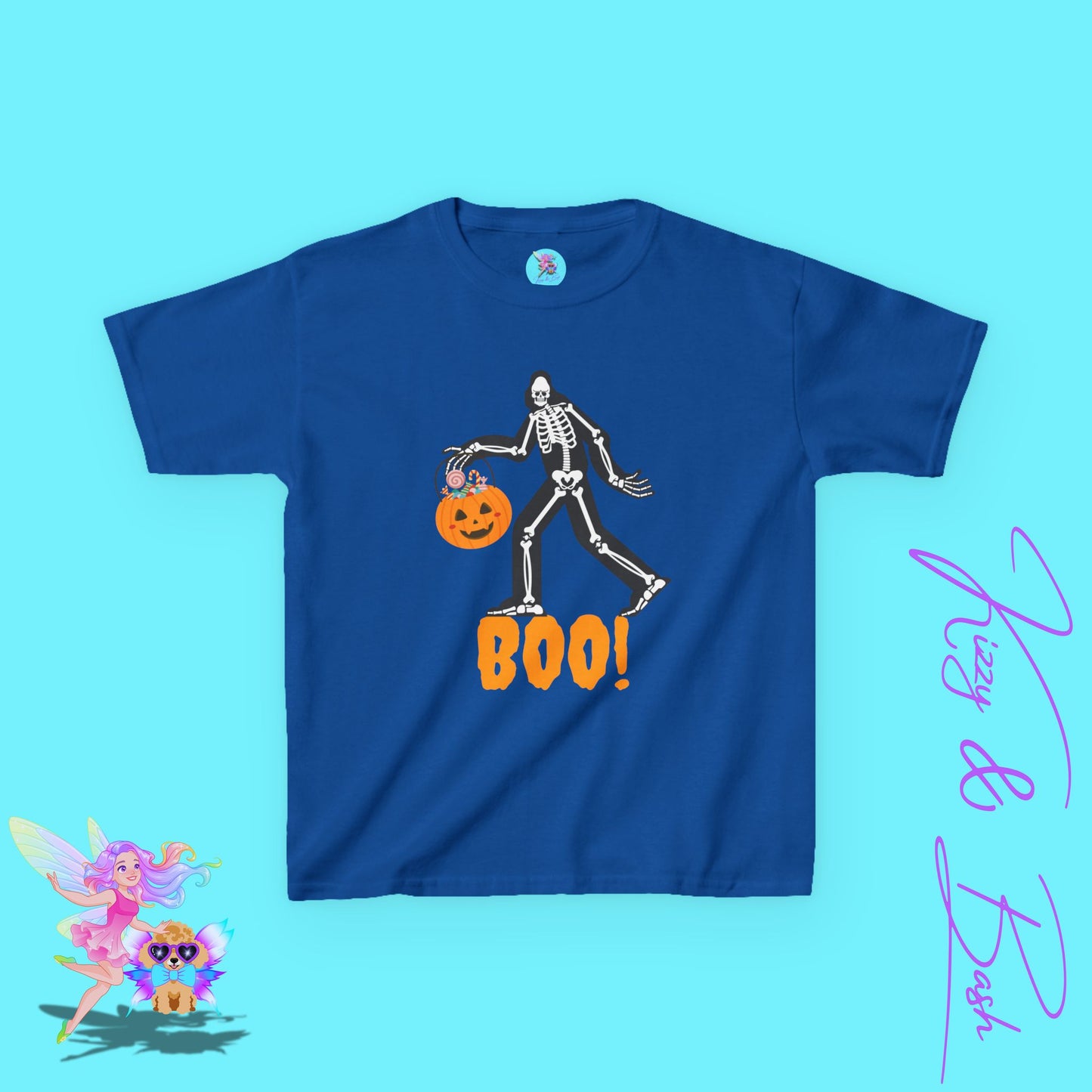 Funny Bigfoot Skeleton Halloween Shirt for Kids Halloween Shirt Gift for Cryptid Lovers Gift for Bigfoot Believers Funny Halloween Shirt for Him or Her Kids Heavy Cotton™ Tee
