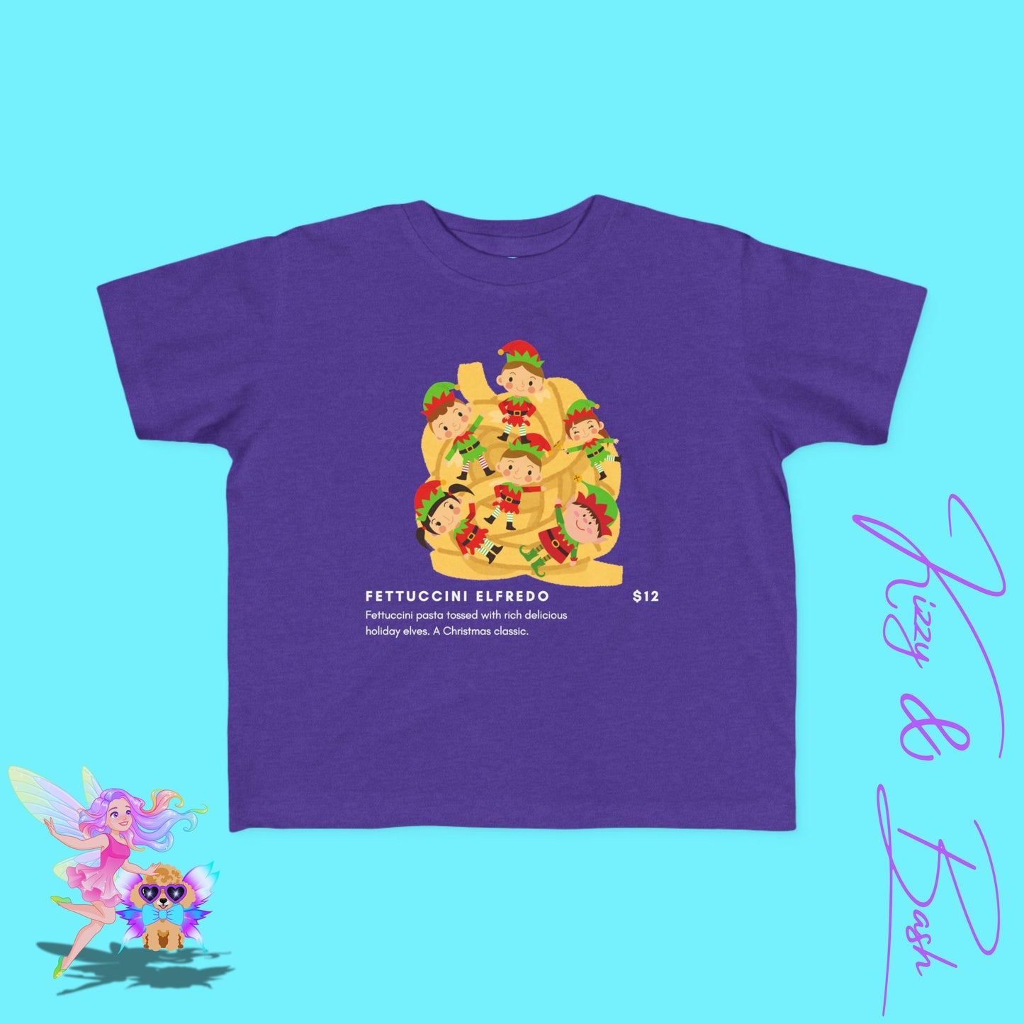 Christmas Elves Tossed in Pasta Fettuccini Elfredo Hilarious Christmas Shirt for Family and Friends Unique Holiday T-Shirt Gift for Elf Lovers Punny Christmas Shirt for Him or Her Toddler's Fine Jersey Tee