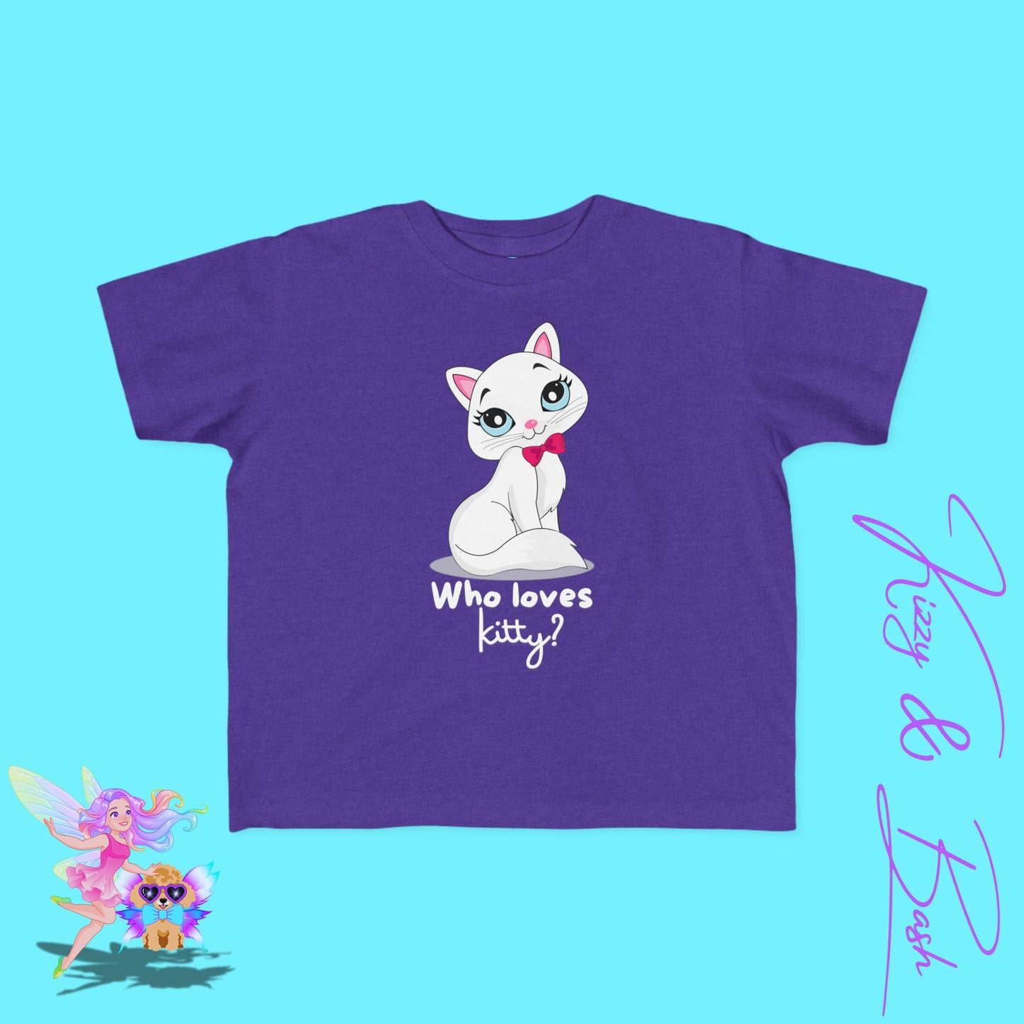 Who Loves Kitty? Cute Cat T-Shirt for Toddlers Kawaii Kitty Shirt Funny Gift for Cat Lovers Whimsical Animal Graphic Tee Sassy Cat Shirt Playful Kitty T-Shirt for Toddler's Fine Jersey Tee
