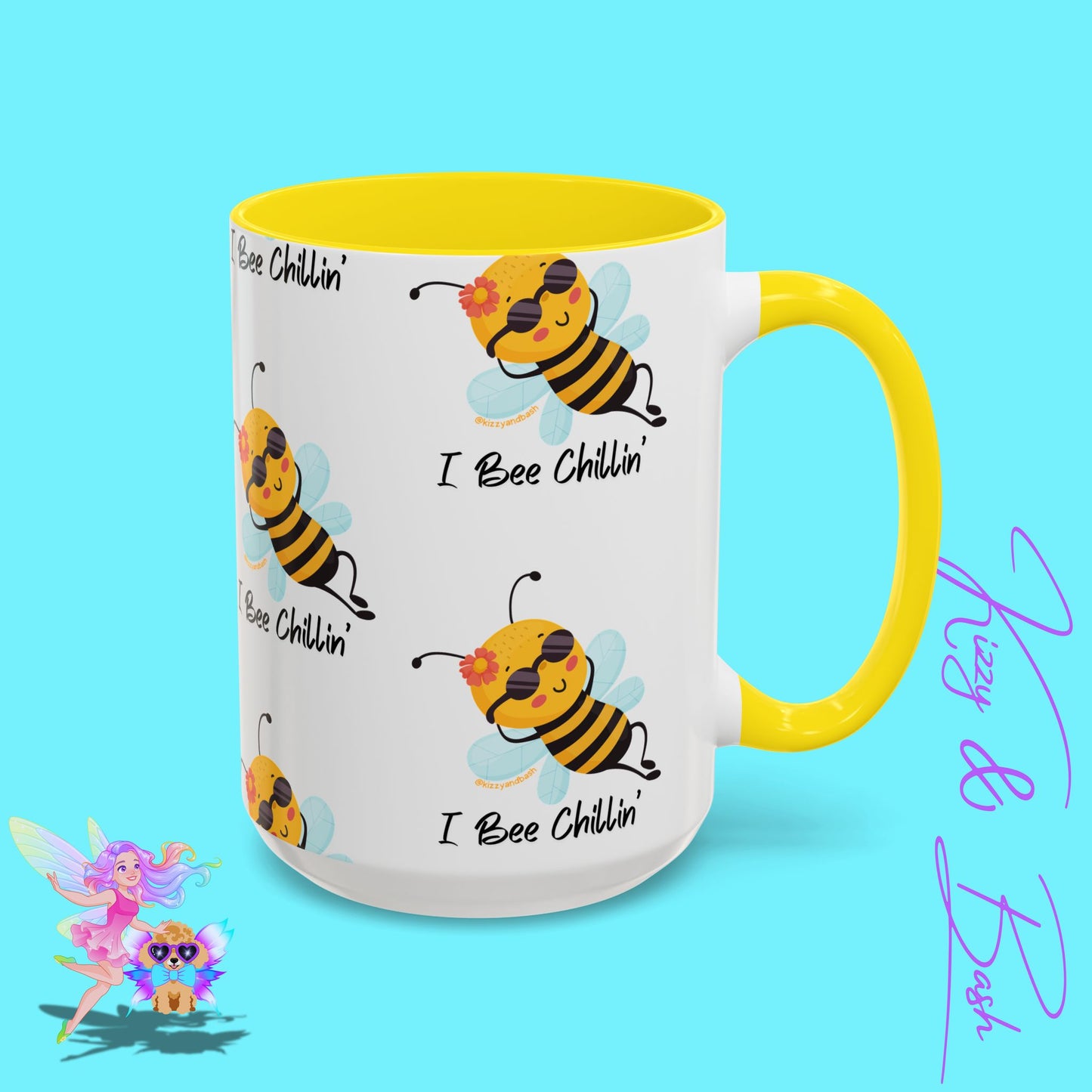 Cute Honey Bee Coffee Mug Funny Bee Mug Nature Lover Gift Idea Unique Gift for Bee Lovers Perfect Gift for Beekeepers Cute Teacher Appreciation Gift I Bee Chillin' Accent Coffee Mug - 11, 15oz