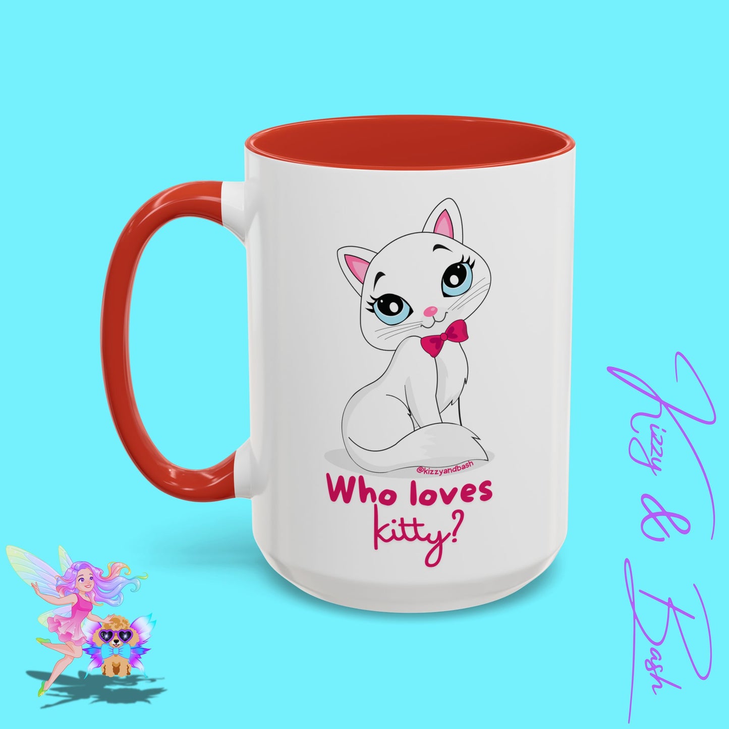 Flirty Kitty Cat Coffee Mug for Her Unique Cat Lover Gift Funny Animal Mug for Her White Cat Coffee Mug Perfect Gift for Cat Mom Who Loves Kitty Accent Coffee Mug - 11, 15oz