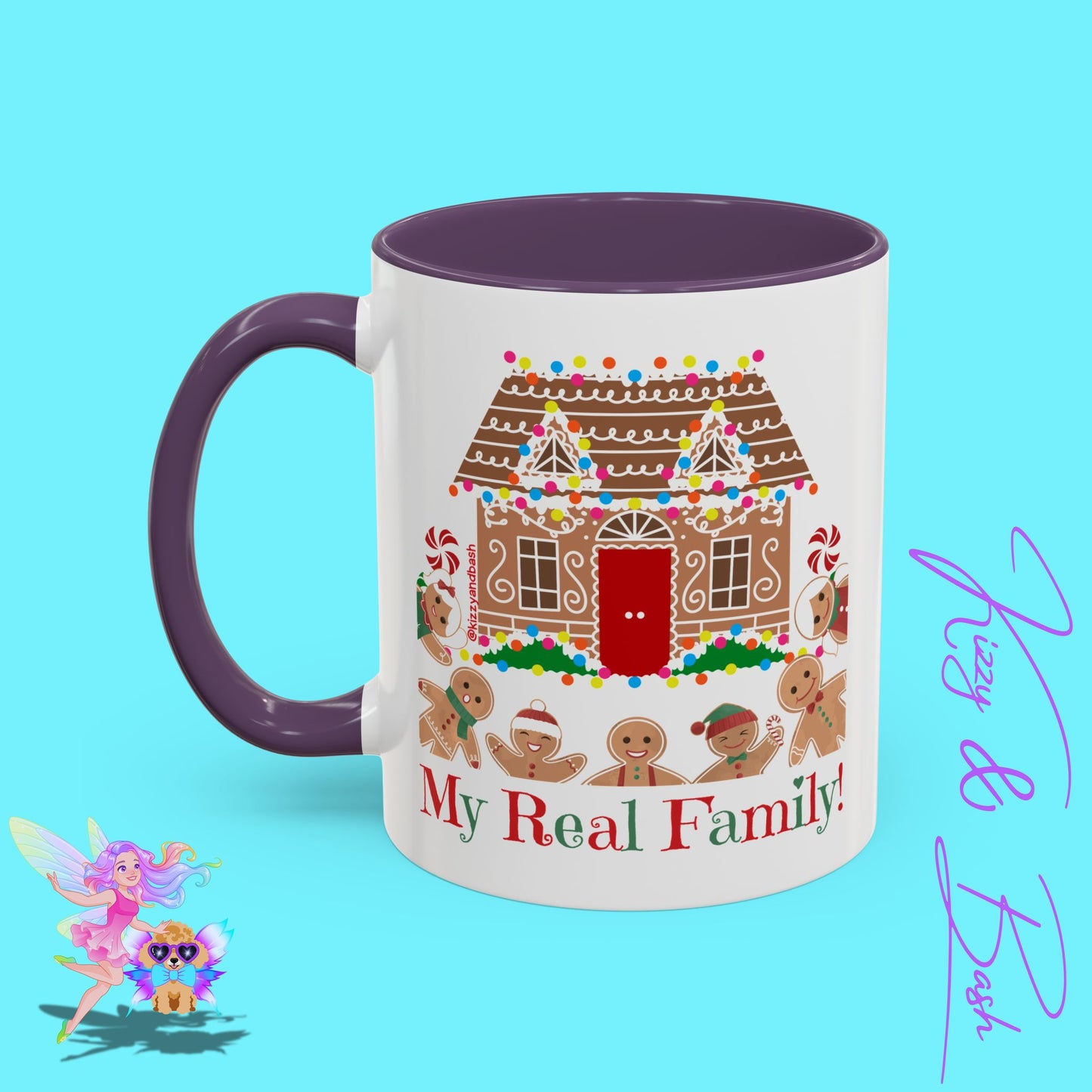 Cute Gingerbread Mug Funny Gingerbread Coffee Mug Fun Gingerbread Family Unique Christmas Gift Idea for Friends and Family Perfect Gift for Gingerbread Lovers and Gingerbread Bakers My Real Family Accent Coffee Mug - 11, 15oz