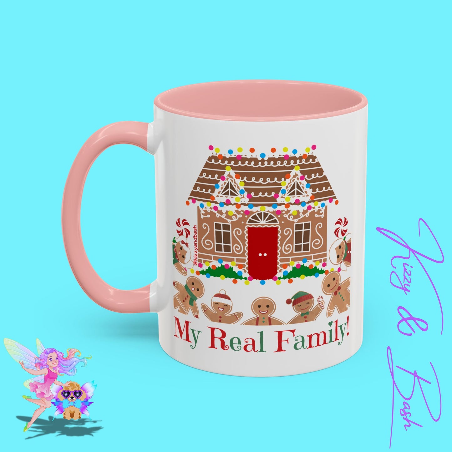 Cute Gingerbread Mug Funny Gingerbread Coffee Mug Fun Gingerbread Family Unique Christmas Gift Idea for Friends and Family Perfect Gift for Gingerbread Lovers and Gingerbread Bakers My Real Family Accent Coffee Mug - 11, 15oz