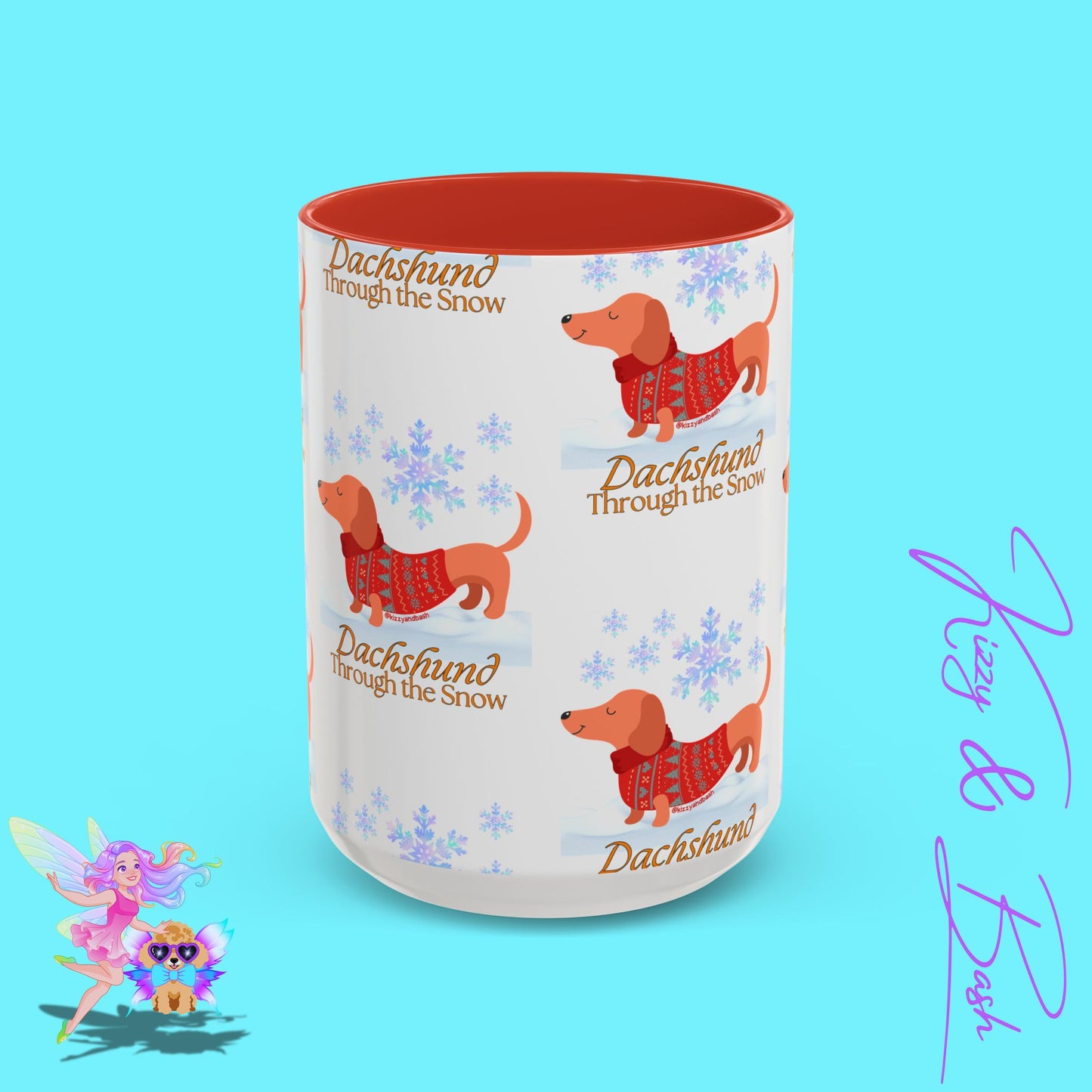Unique Christmas Wiener Dog Coffee Mug Funny Dachshund Mug Cute Dog Lover Mug Perfect Gift for Dog Lovers Unique Christmas Mug Perfect Christmas Gift for Veterinarian Dachshund Through the Snow Holiday Dog Accent Coffee Mug - 11, 15oz