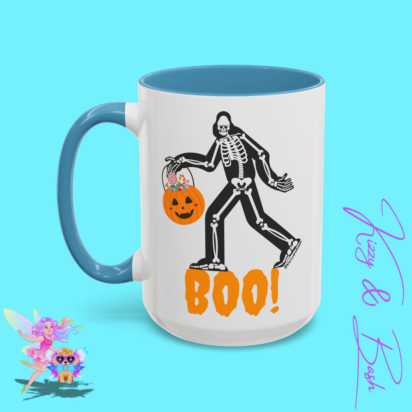 Funny Bigfoot Coffee Mug Unique Halloween Coffee Mug Sasquatch Mug for Him or Her Cute Halloween Gift for Teachers Perfect Gift for Bigfoot Hunters Funny Gift for Bigfoot Believers Sasquatch Skeleton Trick-or-Treating Accent Coffee Mug - 11, 15oz