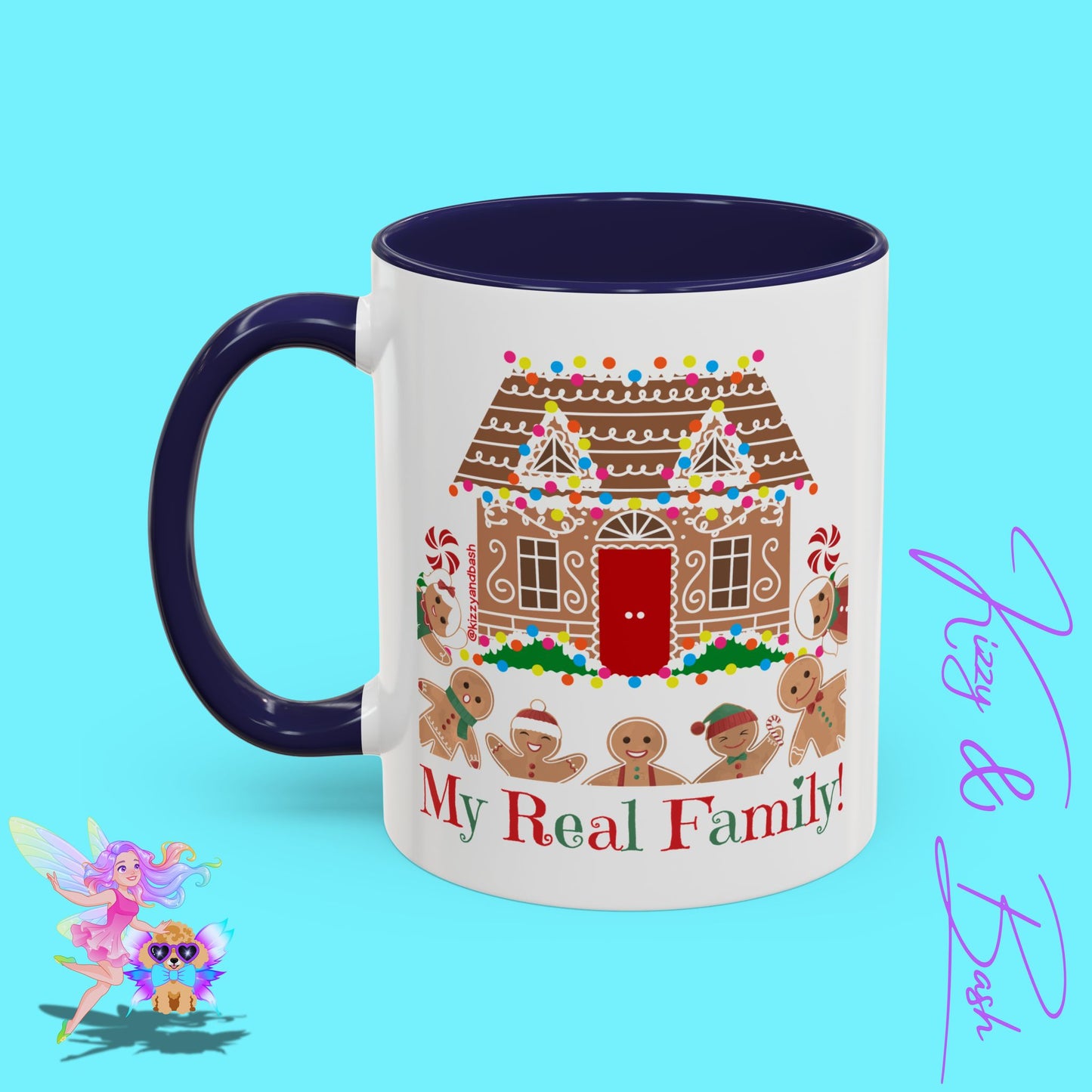 Cute Gingerbread Mug Funny Gingerbread Coffee Mug Fun Gingerbread Family Unique Christmas Gift Idea for Friends and Family Perfect Gift for Gingerbread Lovers and Gingerbread Bakers My Real Family Accent Coffee Mug - 11, 15oz