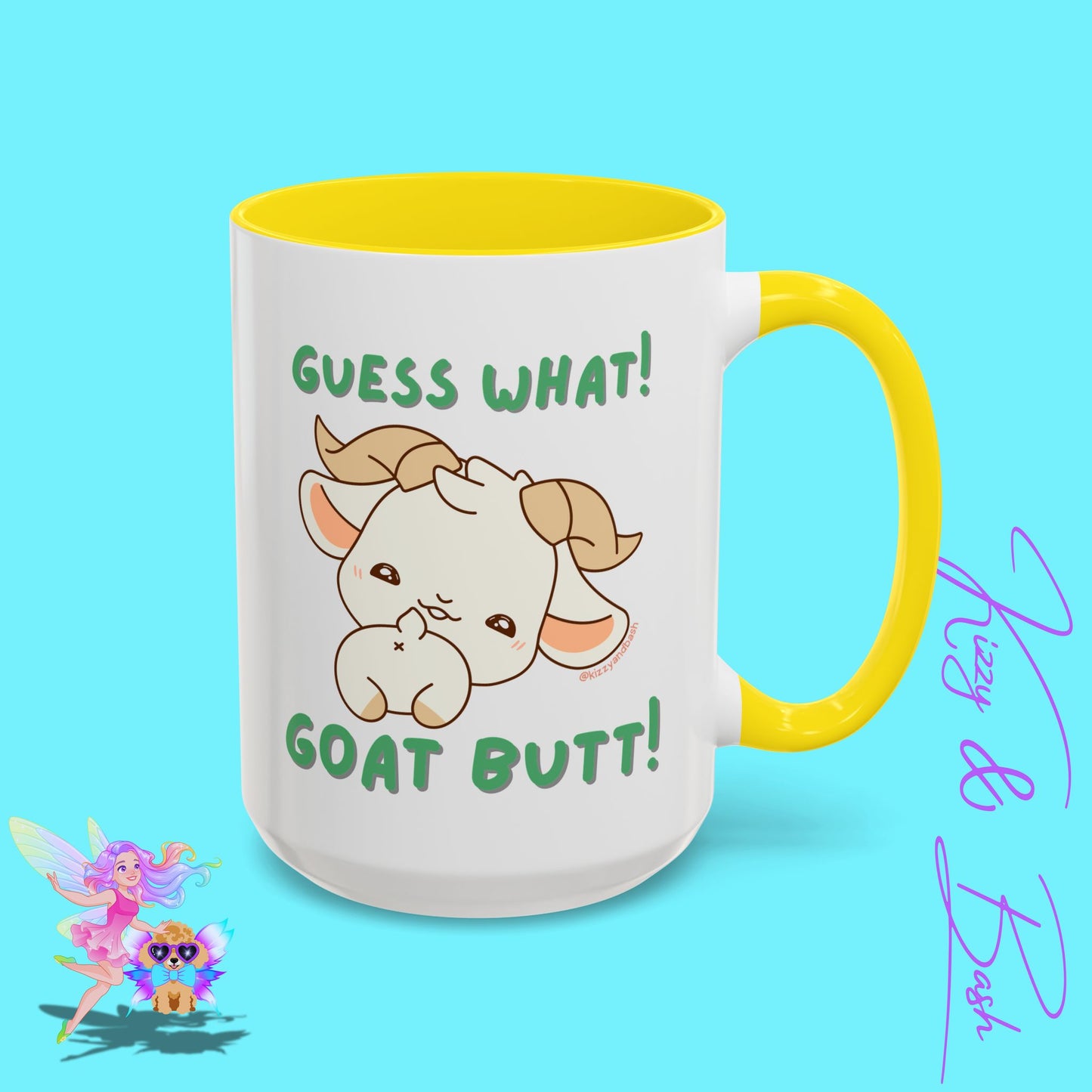 Funny Goat Mug Perfect Gift for Goat Lovers Hilarious Goat Butt Coffee Mug Punny Animal Mug for Friends and Family Cute Farm Animal Mug Funny Farm Animal Coffee Mug Guess What Goat Butt Chicken Butt Joke Pun Accent Coffee Mug - 11, 15oz