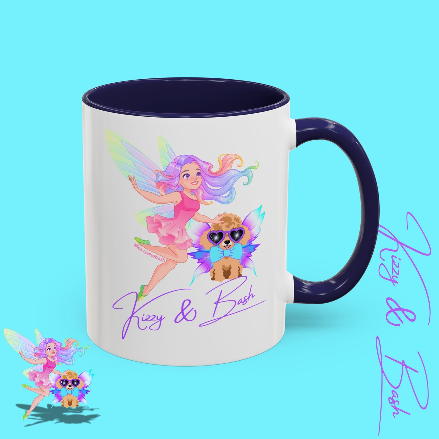 Beautiful Fairy Coffee Mug Funny Dog Mug Fairy Girl and Red Toy Poodle Fairy Mug Cute Fairycore Gift Idea Perfect Poodle Lover Mug Whimsical Mug for Fairy Lovers Kizzy and Bash Logo Accent Coffee Mug - 11, 15oz