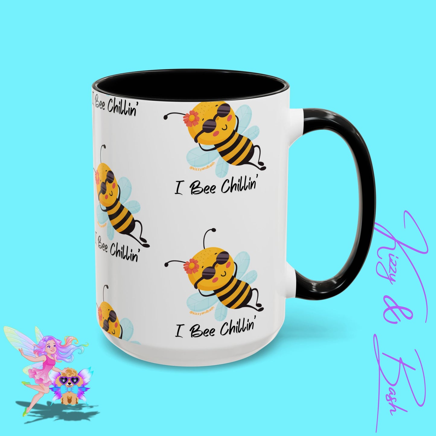 Cute Honey Bee Coffee Mug Funny Bee Mug Nature Lover Gift Idea Unique Gift for Bee Lovers Perfect Gift for Beekeepers Cute Teacher Appreciation Gift I Bee Chillin' Accent Coffee Mug - 11, 15oz