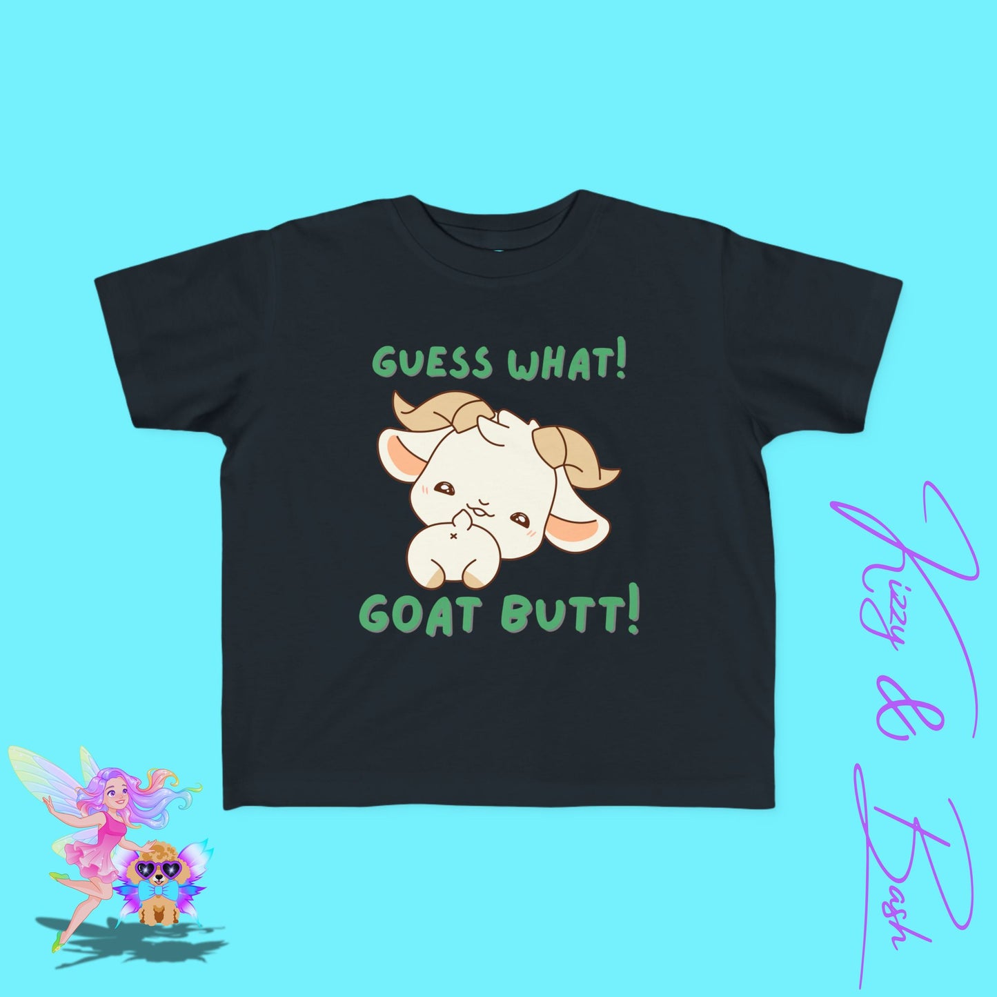 Guess What Goat Butt Shirt Funny Farmcore Tee for Toddlers Gift for Goat Lovers Punny Animal T-Shirt Gift Funny Farm Animal Shirt for Toddler's Fine Jersey Tee