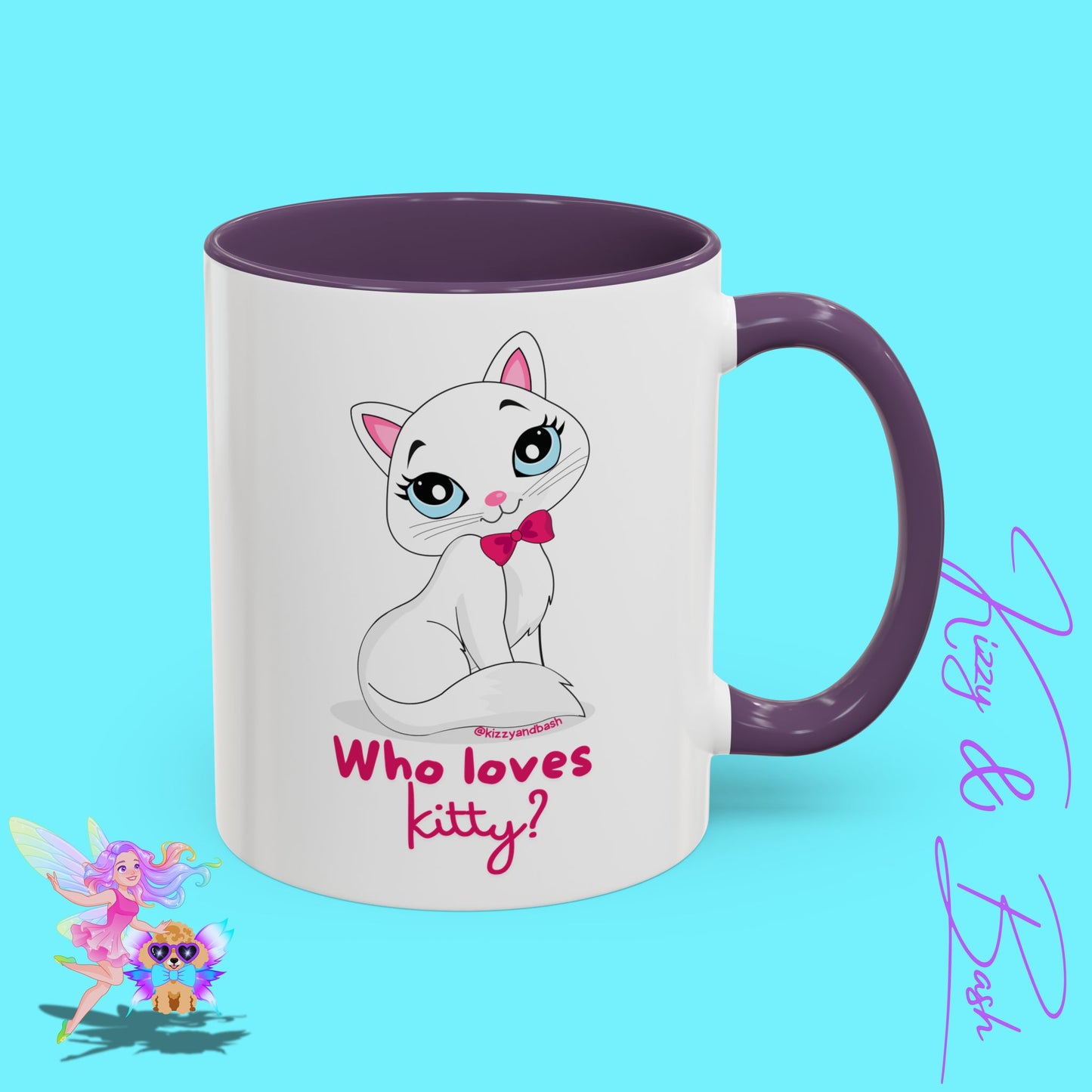 Flirty Kitty Cat Coffee Mug for Her Unique Cat Lover Gift Funny Animal Mug for Her White Cat Coffee Mug Perfect Gift for Cat Mom Who Loves Kitty Accent Coffee Mug - 11, 15oz