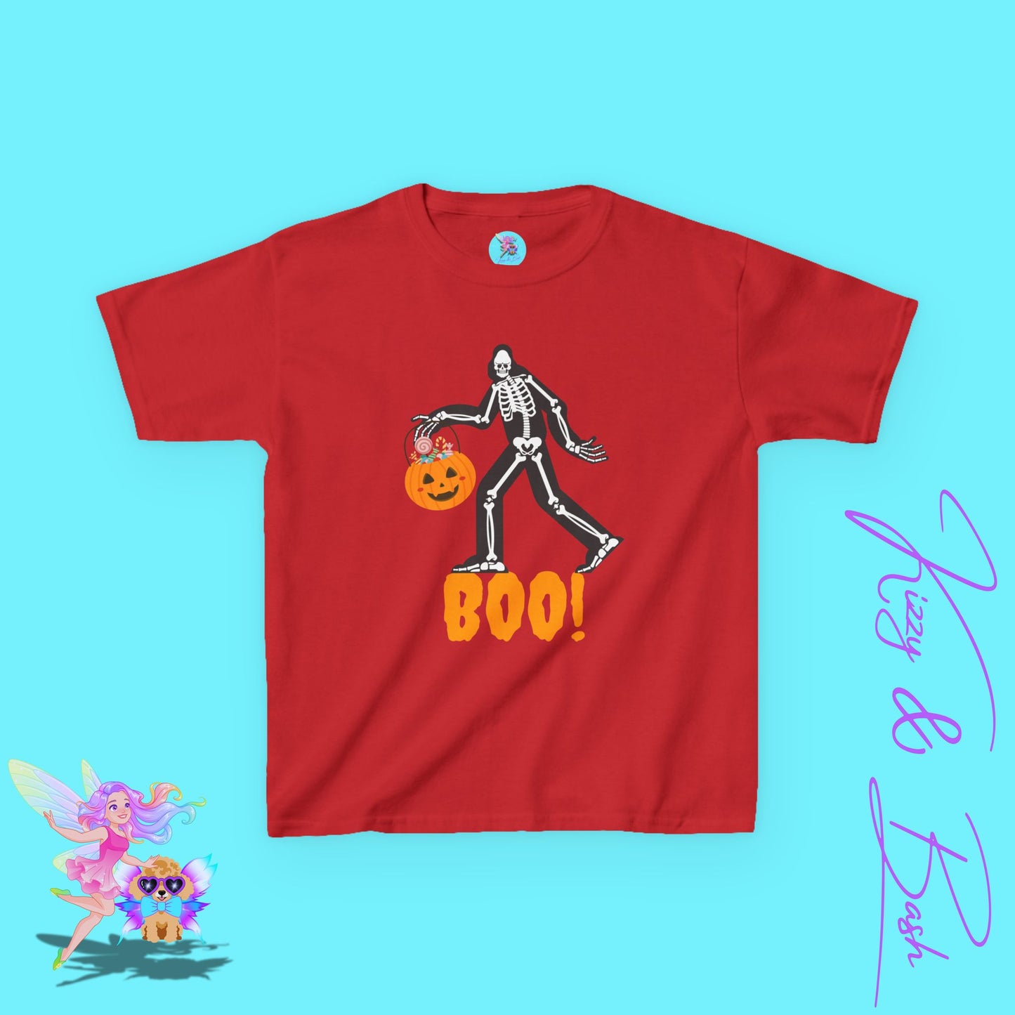 Funny Bigfoot Skeleton Halloween Shirt for Kids Halloween Shirt Gift for Cryptid Lovers Gift for Bigfoot Believers Funny Halloween Shirt for Him or Her Kids Heavy Cotton™ Tee