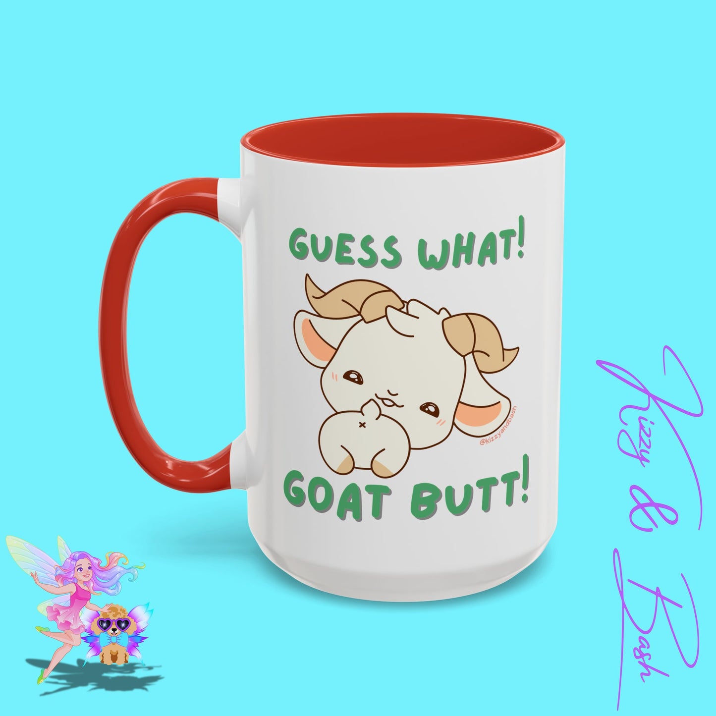 Funny Goat Mug Perfect Gift for Goat Lovers Hilarious Goat Butt Coffee Mug Punny Animal Mug for Friends and Family Cute Farm Animal Mug Funny Farm Animal Coffee Mug Guess What Goat Butt Chicken Butt Joke Pun Accent Coffee Mug - 11, 15oz