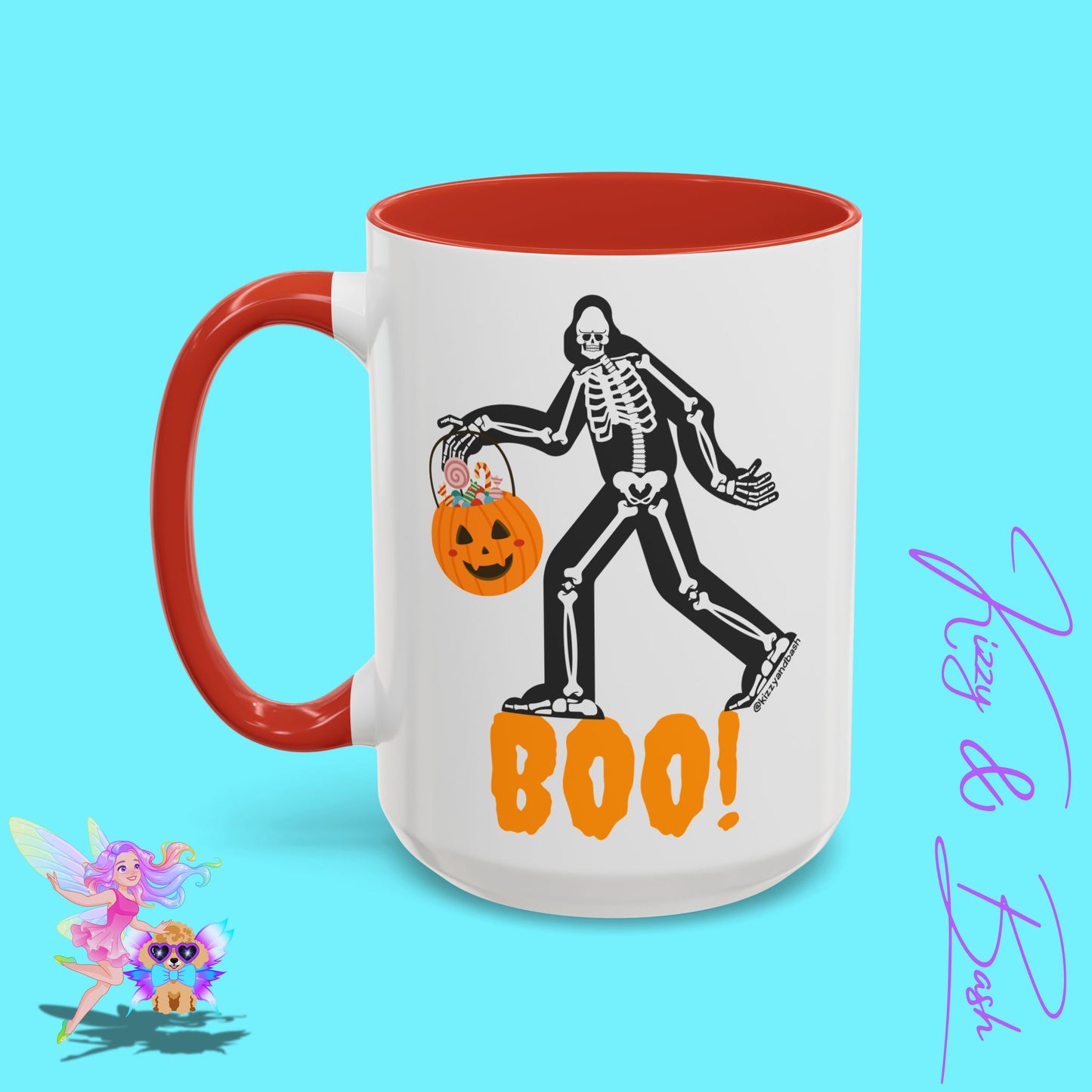 Funny Bigfoot Coffee Mug Unique Halloween Coffee Mug Sasquatch Mug for Him or Her Cute Halloween Gift for Teachers Perfect Gift for Bigfoot Hunters Funny Gift for Bigfoot Believers Sasquatch Skeleton Trick-or-Treating Accent Coffee Mug - 11, 15oz
